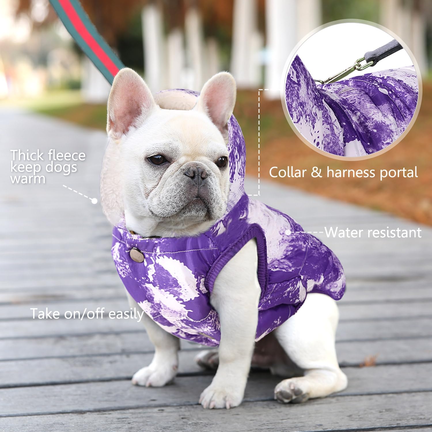 Sawmong Fleece Hoodie, Windproof Waterproof Dog Coat With Fleece & Cotton Lining, Warm Jacket For Cold Weather, Pet Apparel Clot