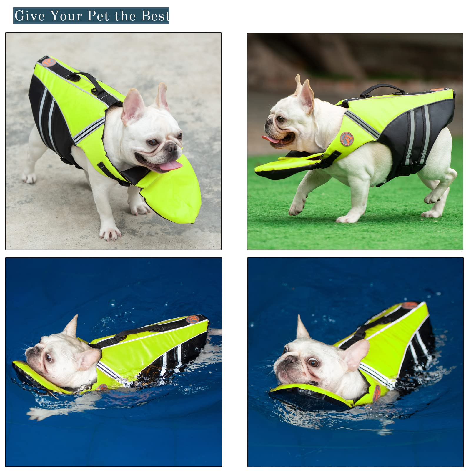 Dog Life Jacket, French Bulldog Life Vest For Swimming Boating, Dog Swim Vest With Chin Float And Rescue Handle, High Flotation