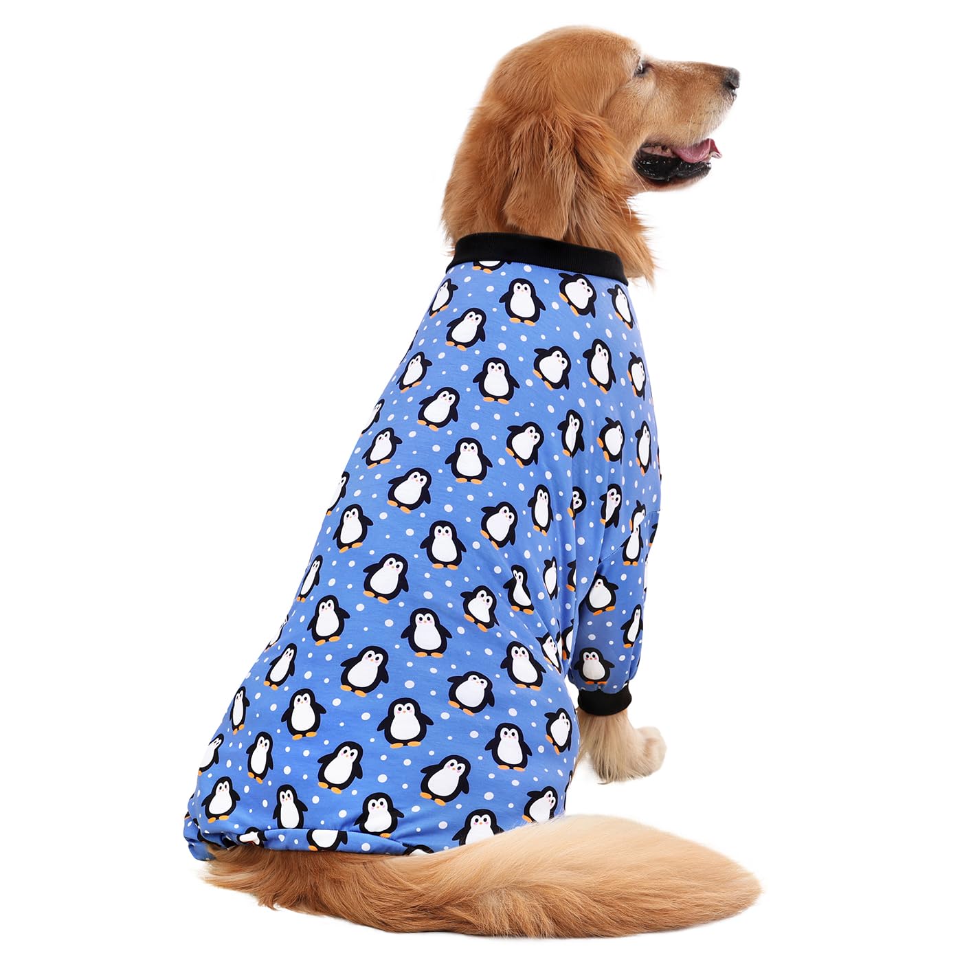 HDE Dog Pajamas One Piece Jumpsuit Lightweight Dog PJs Shirt for M-3XL Dogs Penguin Polka Dots - XL