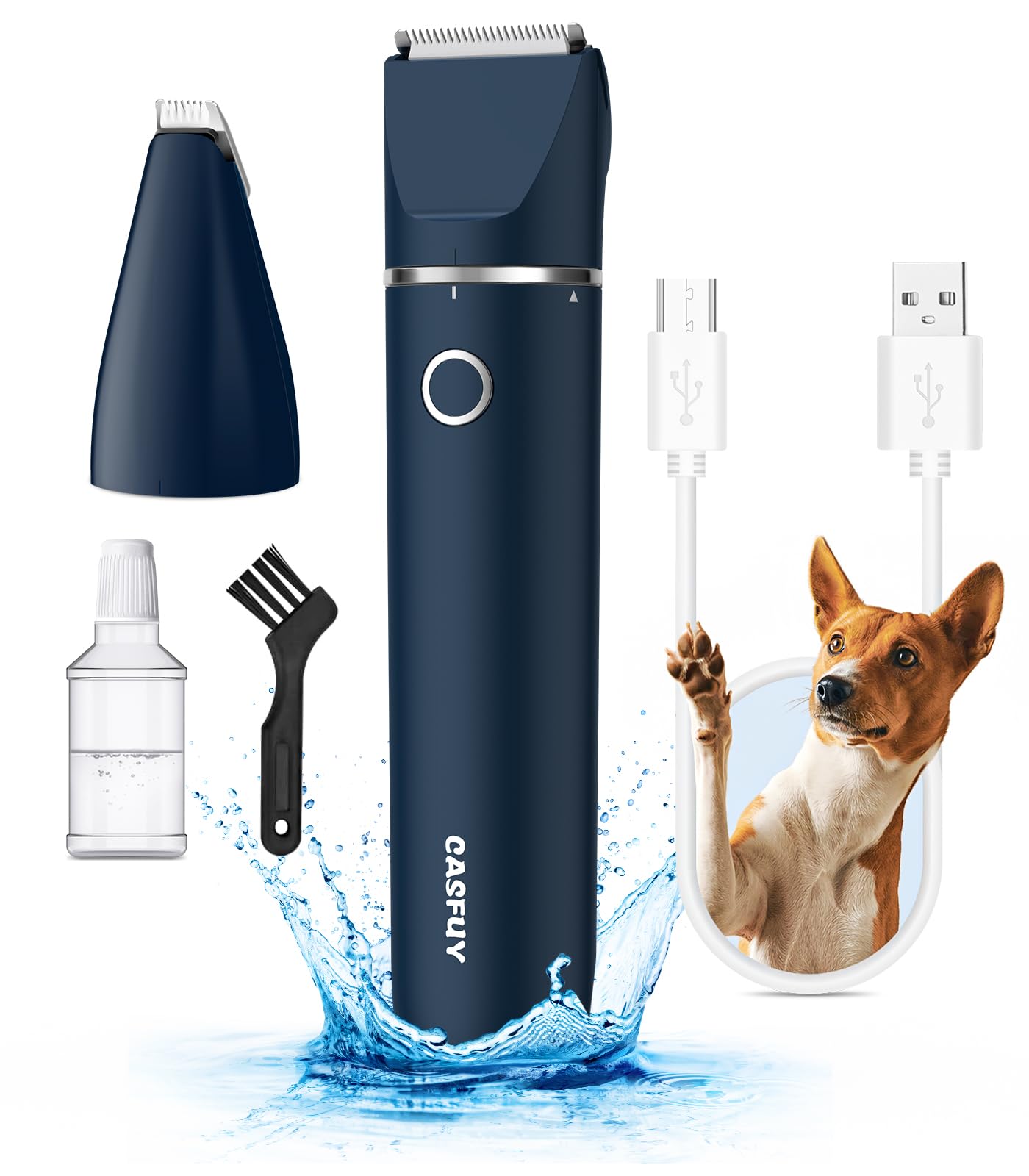 Casfuy Cordless Hair Trimmer, Low Noise Grooming Clipper for Dogs Cats & Small Pets, USB Rechargeable, Double Blades for Trimmin