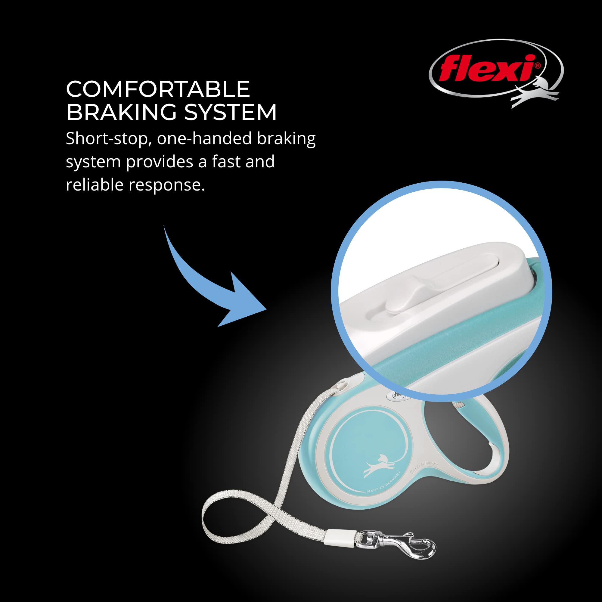 Flexi® New Comfort Retractable Dog Leash (Tape), Ergonomic, Durable And Tangle Free Pet Walking Leash For Dogs Up To 26 Lbs, 10 Ft, Extra Small, Blue/Pastel