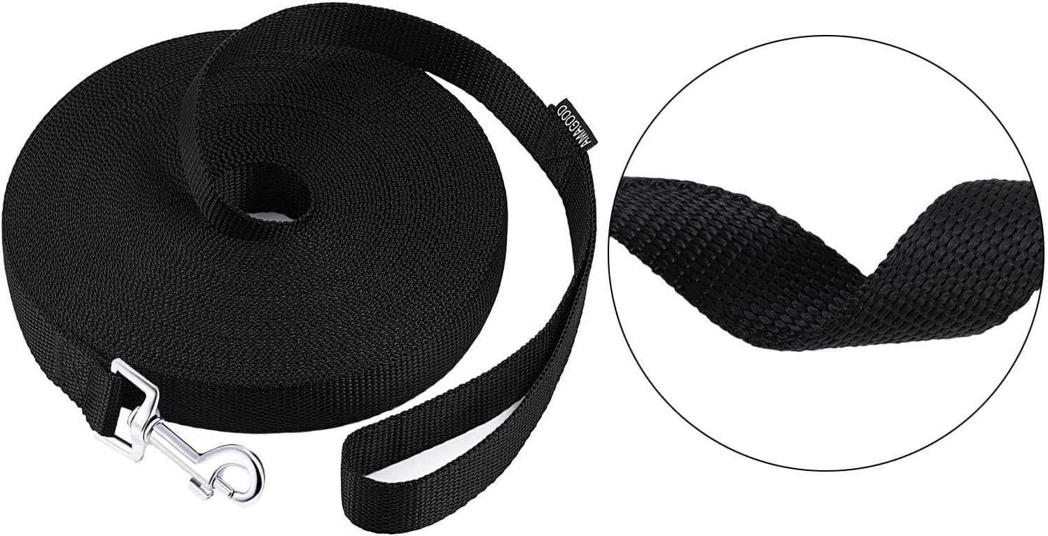 Amagood Dog Leashes Heavy Duty 15Ft 20Ft 30Ft 50Ft 100Ft Long Leashes-For Training,Tie Out(100Feet X 1Inch,Black)