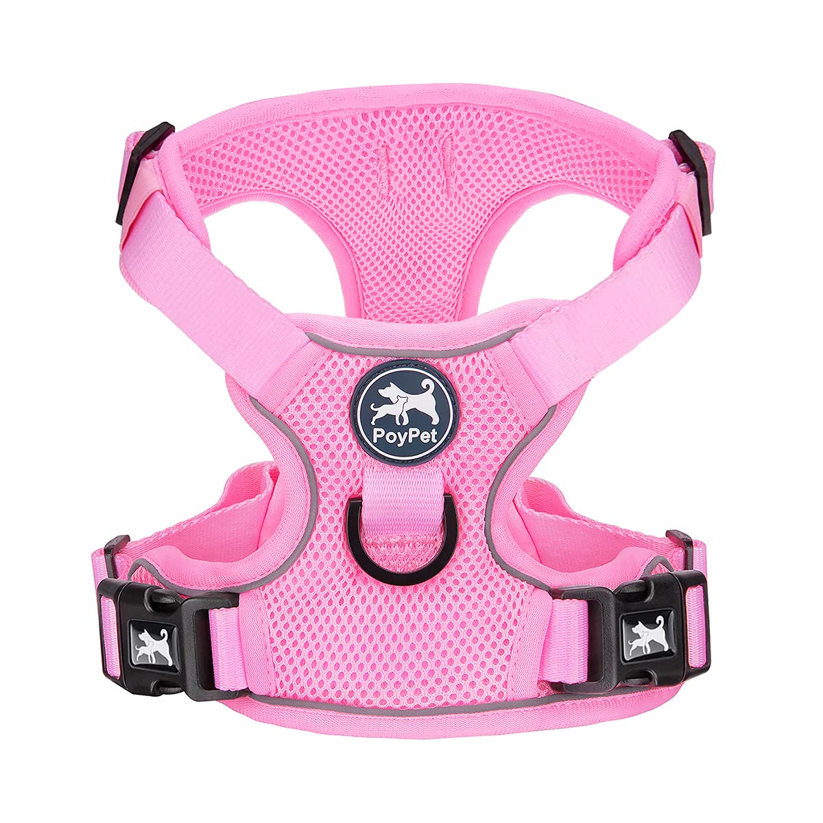 Poypet Reflective Soft Breathable Mesh Dog Harness No Choke Double Padded Vest Adjustable(Light Pink,S)
