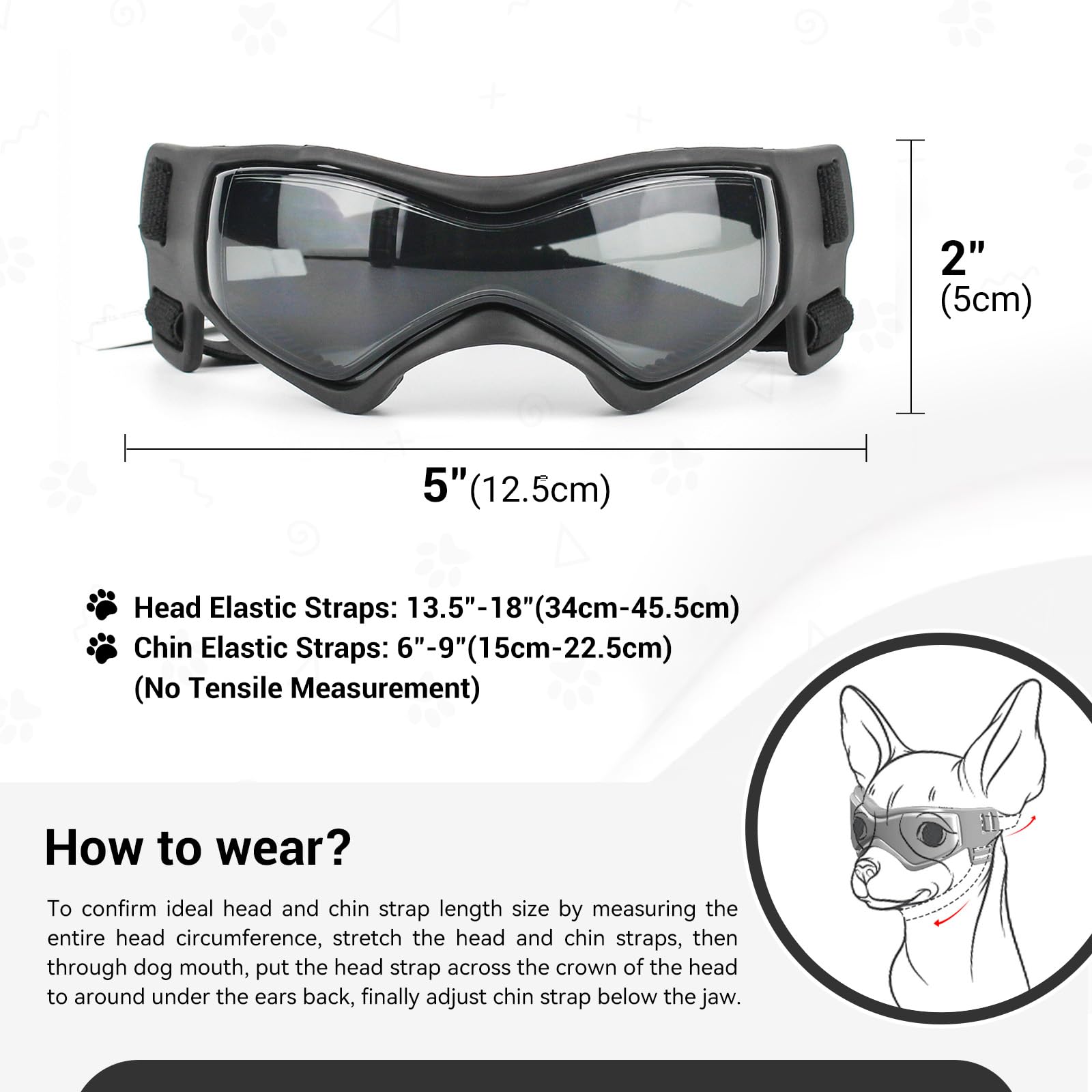 Namsan Dog Sunglasses Medium Breed, Uv Protection, Anti-Fog Dog Goggles For Small To Medium Dogs, Summer Windproof Dog Eye Protection, Winter Snow Eyewear, Easy Put-On/Adjustable, Cool Black