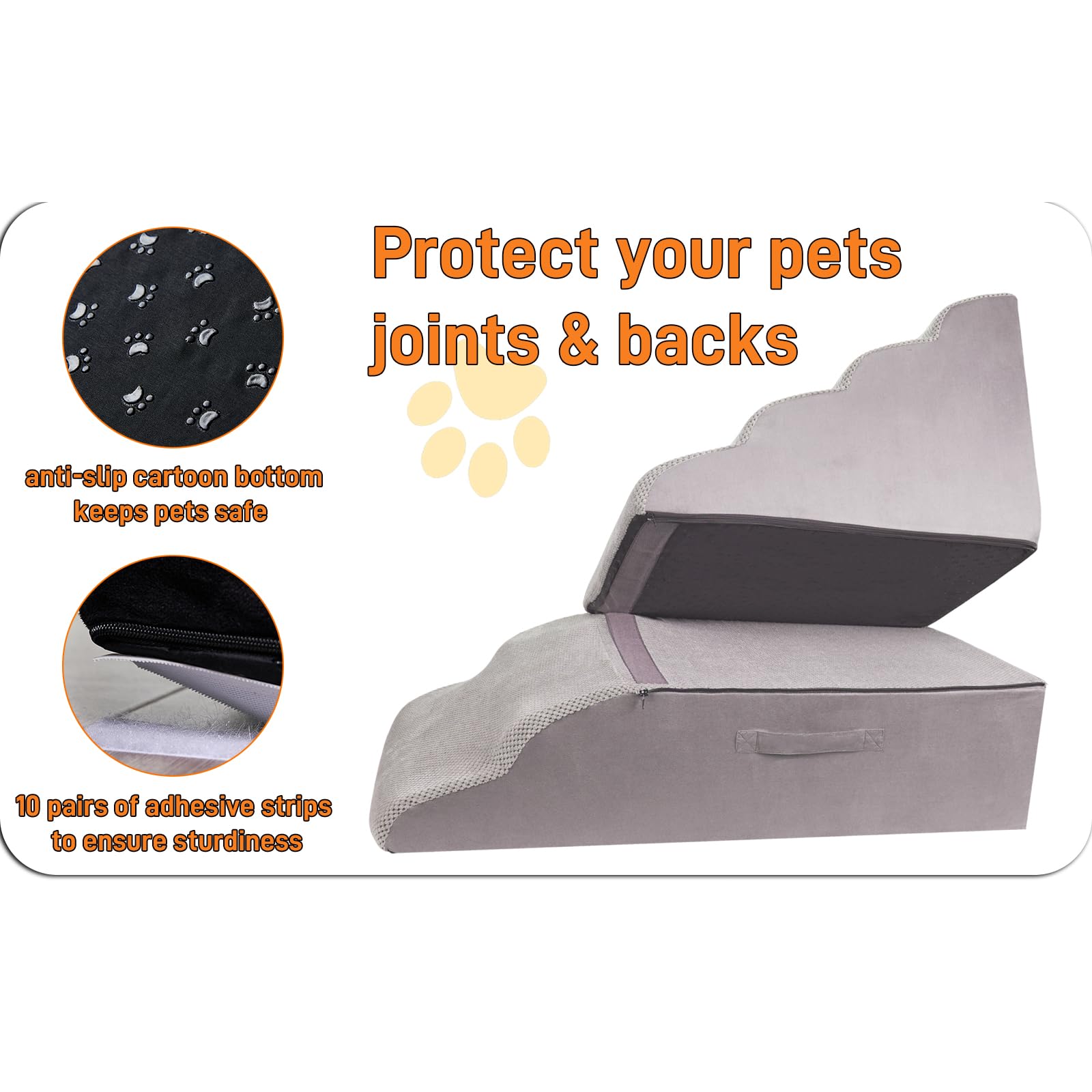 6-Step 30 Inches Dog Steps&Stairs For High Bed Up To 30-36 Inches Tall, Litail Dog Ramps For Small Dogs Cat Older Pets, Non-Slip