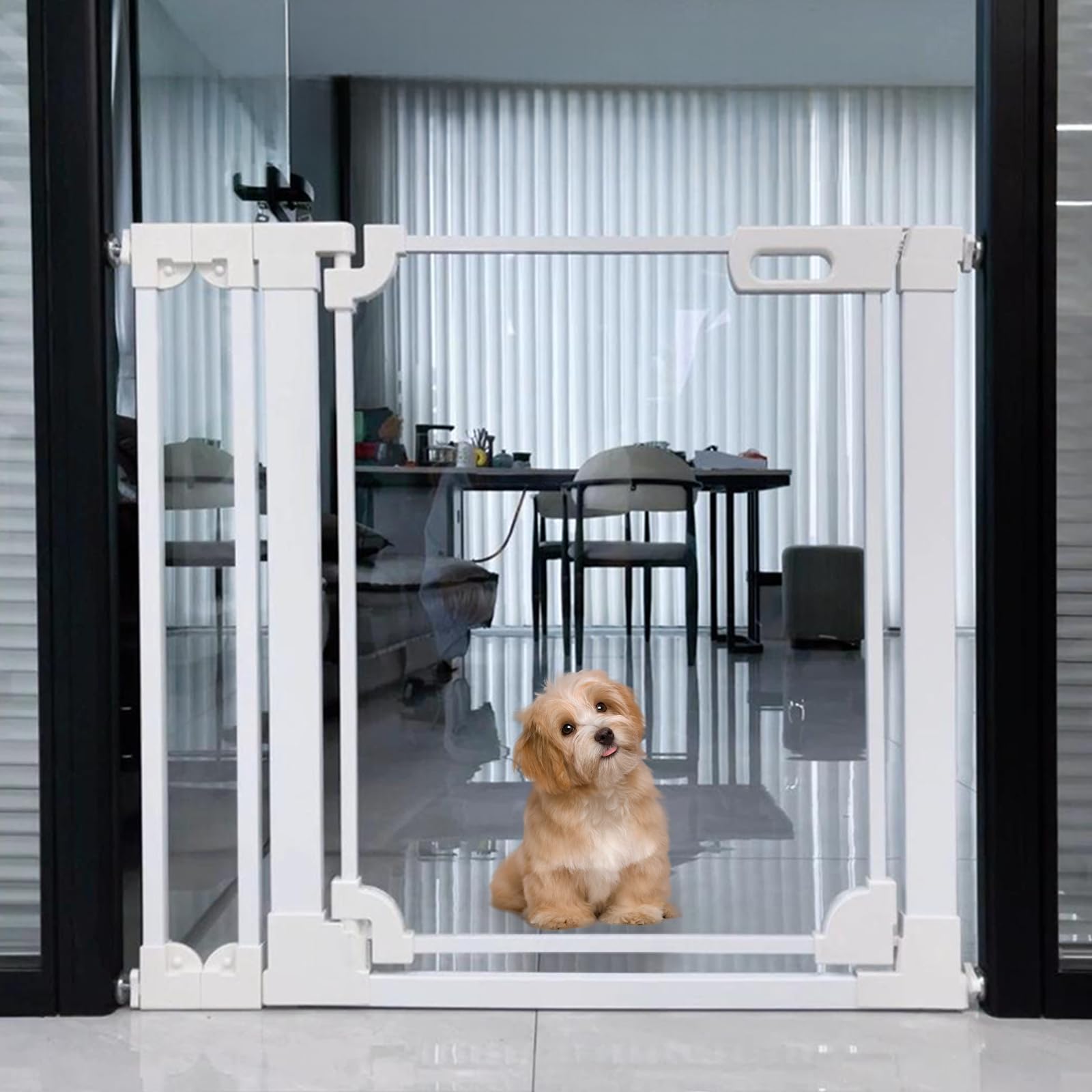 WAOWAO Clear Acrylic Baby Gate for Stairs Modern Design Acrylic Auto Close Pet Gate, 29.52-37.79 Wide Safety Baby Gate for Doorw