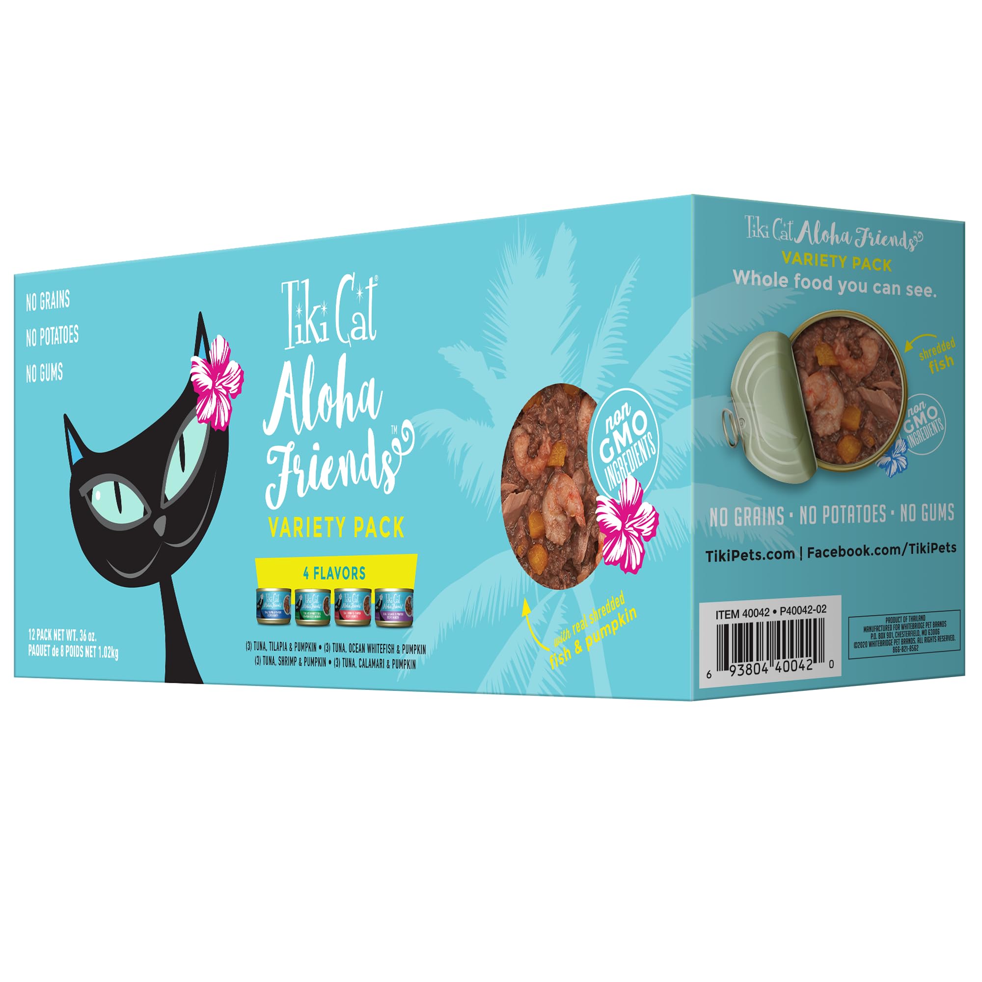 Tiki Cat Aloha Friends Variety Pack, Seafood Flavors with Pumpkin, Wet, High-Protein & High-Moisture Cat Food, For All Life Stag