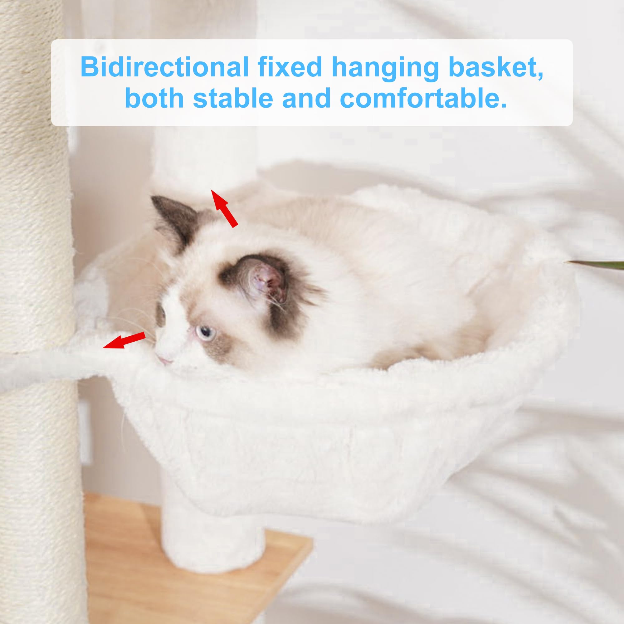 Hey-Brother Wooden Cat Tree, 66.1 Cat Furniture With Scratching Posts, Modern Cat Tower With Hammocks, Toys, Cat Condo, Walnut M