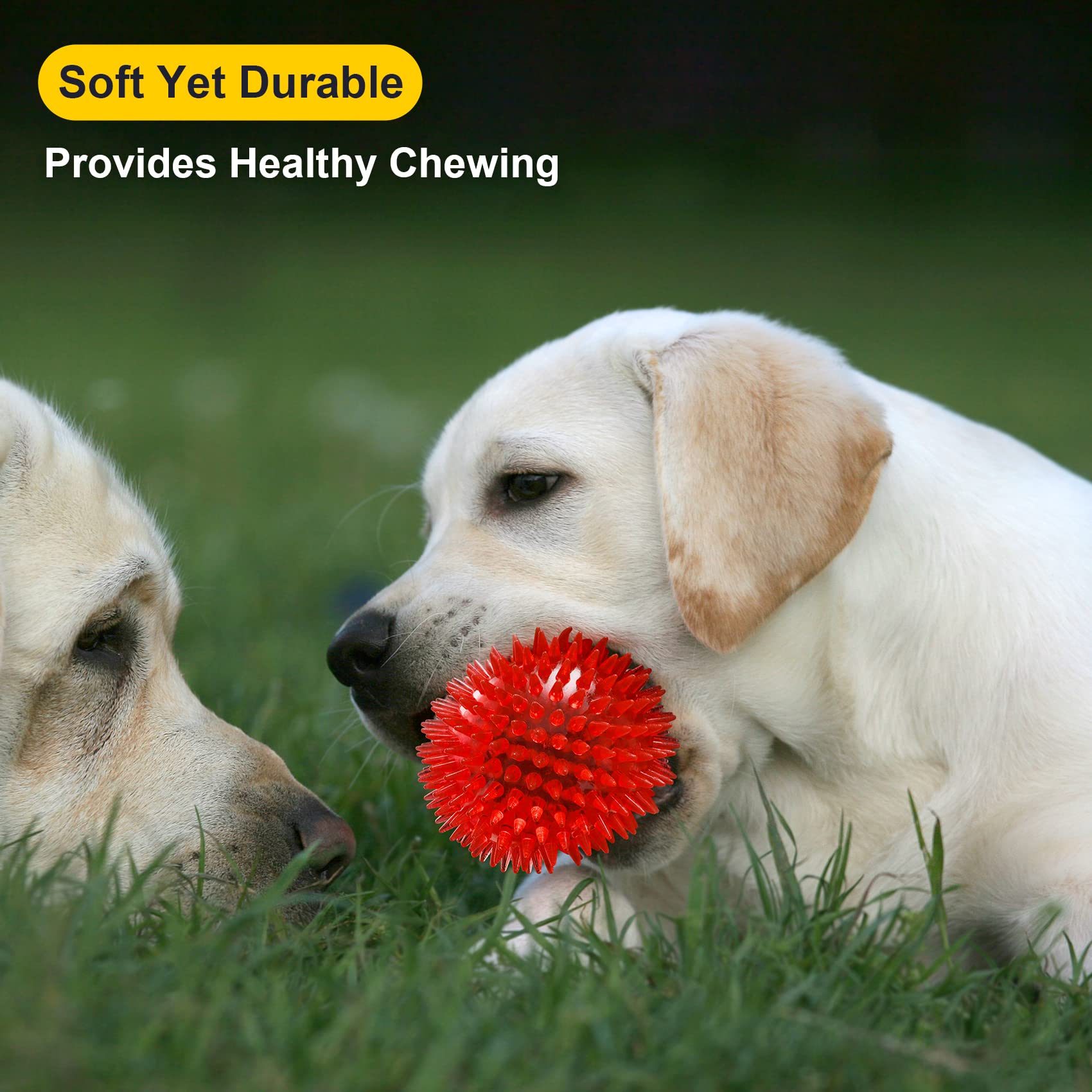 VITEVER 3.5    Squeaky Dog Toy Balls (6 Colors) Puppy Chew Toys for Teething, BPA Free Non-Toxic, Spikey Dog Balls for Medium, L