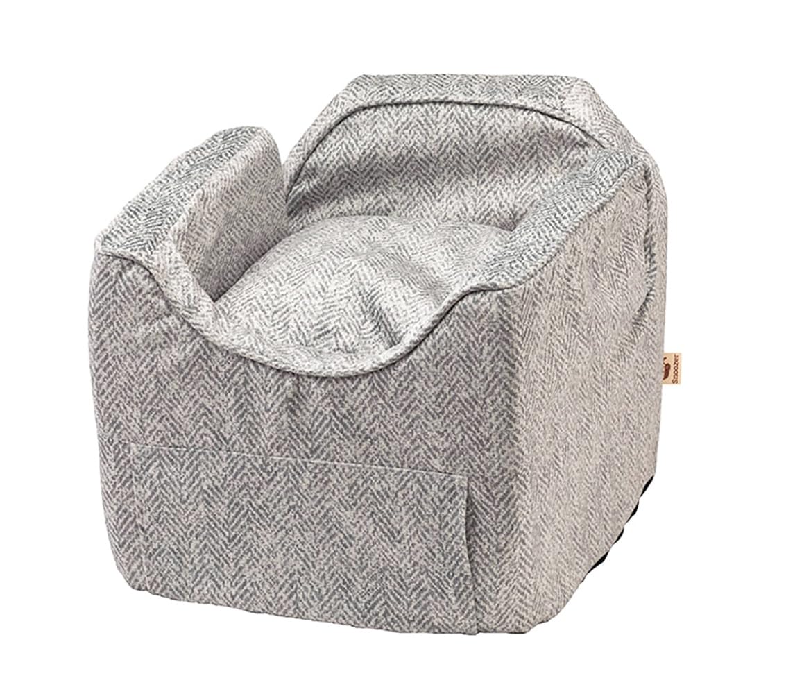 Snoozer Dog Car Seat With Storage Tray: Lookout Ii Car Seat For Small Dogs 0-15 Lbs, Size: Small, Fabric: Palmer Dove, Pet Car Seat To Alleviate Car Sickness For Dogs, Removable Washable Cover