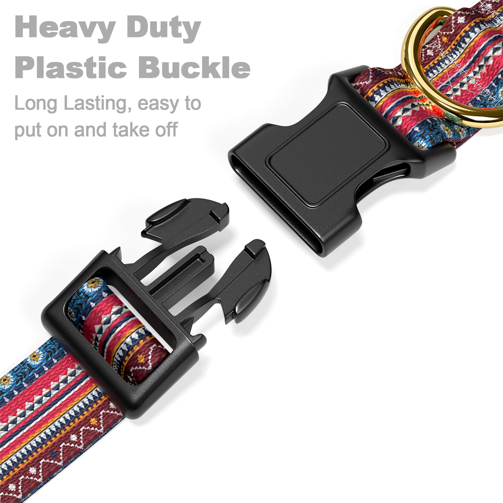 Rnivvi Dog Collar For Small Dogs, Cute Boho Heavy Duty Adjustable Puppy Collar With Quick Release Buckle For Girl & Female, Pet