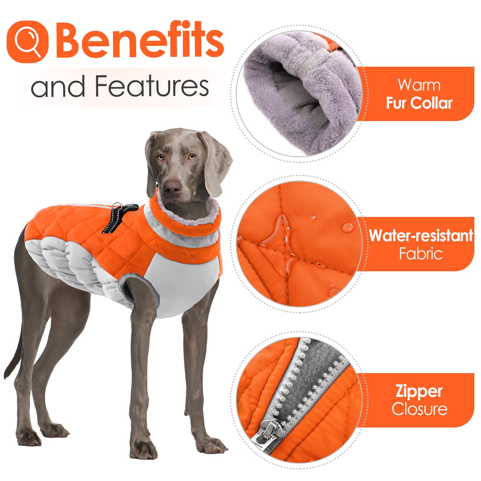 Aofitee Dog Coat, Warm Dog Jacket, Reflective Winter Coats For Medium Dogs, Turtleneck Dogs Winter Jacket With Harness Built In,