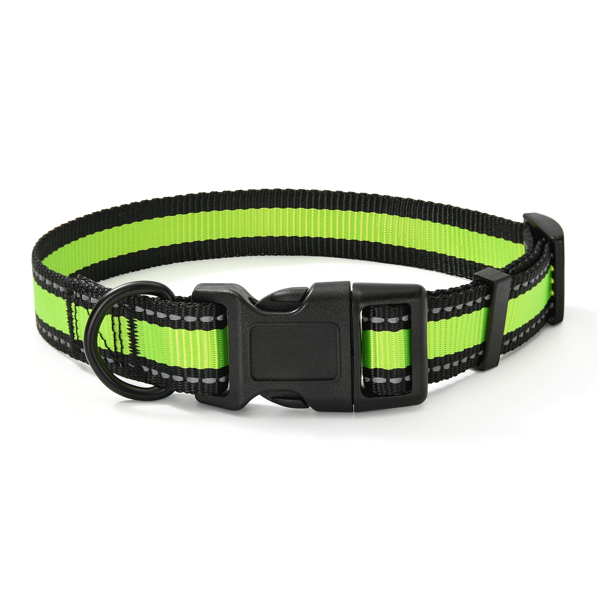 Mile High Life Dog Collar | Nylon Reflective Dog Collars | Light Weight Puppy Collars | Lime Green Dog Collars For Small Dogs (L