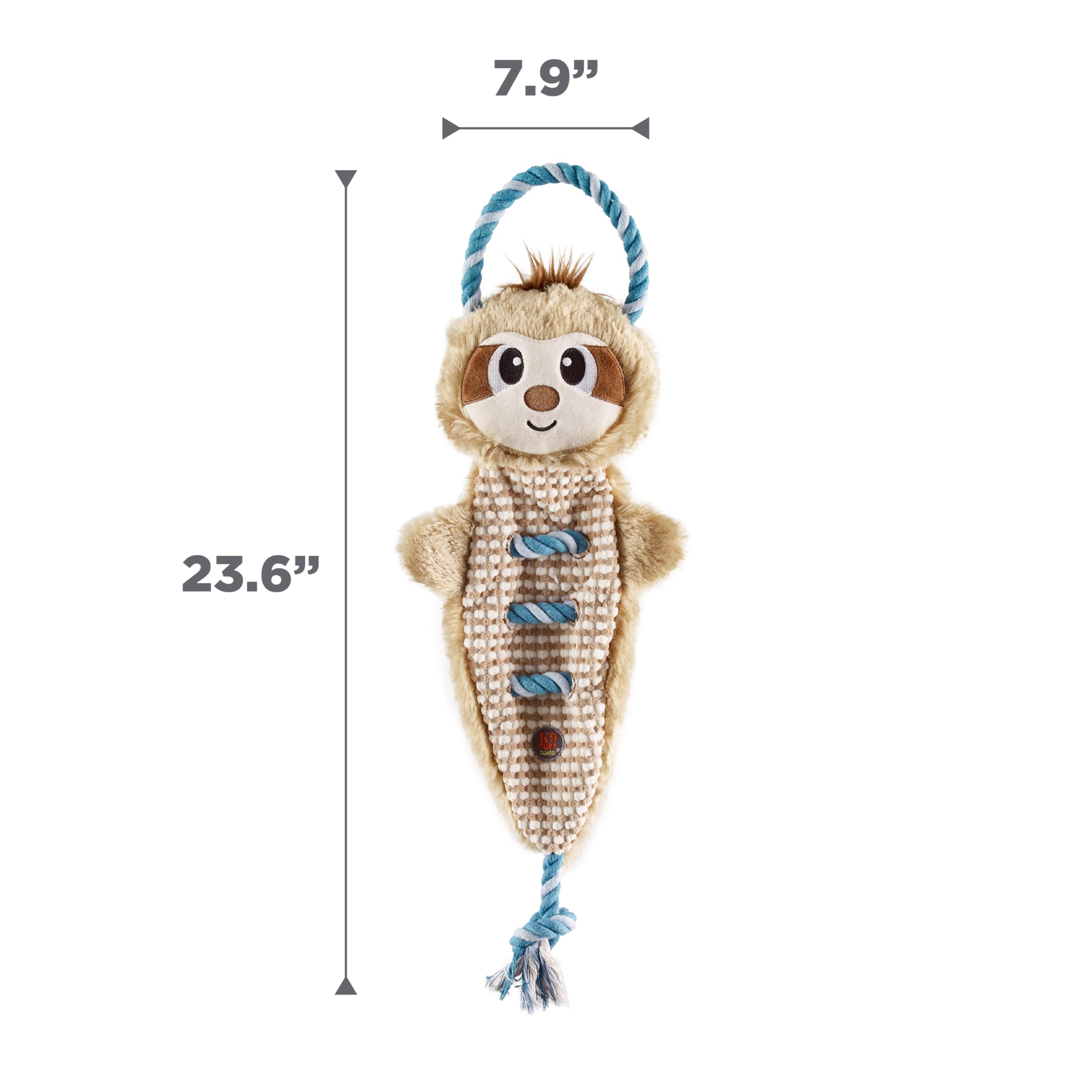 Outward Hound By Charming Pet Ropiez Sloth Rope Dog Tug Toy For Tugging Squeaky Fun, Brown