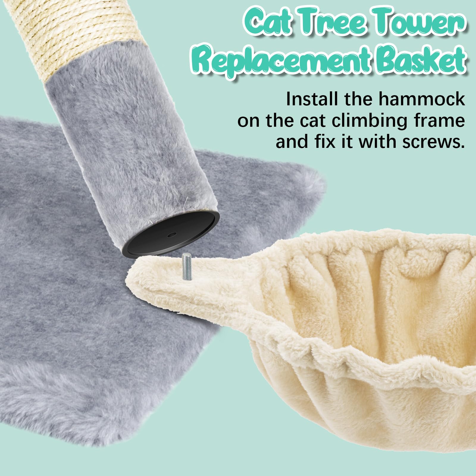 Dansydaisy 3 Pack 14.6'' Large Cat Tree Hammock Basket Bed Lounger Tower Replacement Parts With 6 Pcs Hanging Elastic Strings Po