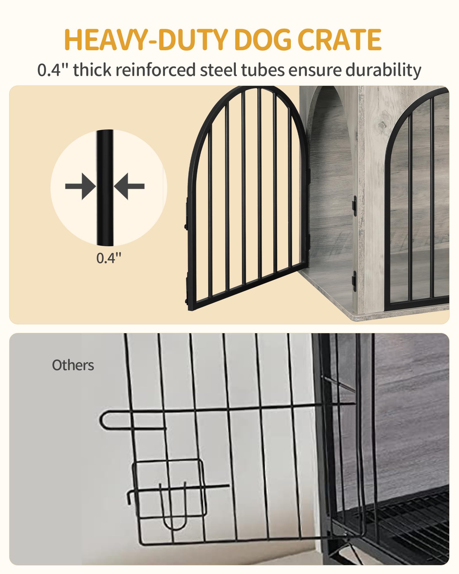 Hzuaneri 39.4 Wooden Dog Crate Furniture TV Stand, Indoor Dog Kennel for Small/Medium/Large Dogs, End Side Table Dogs Crates, An
