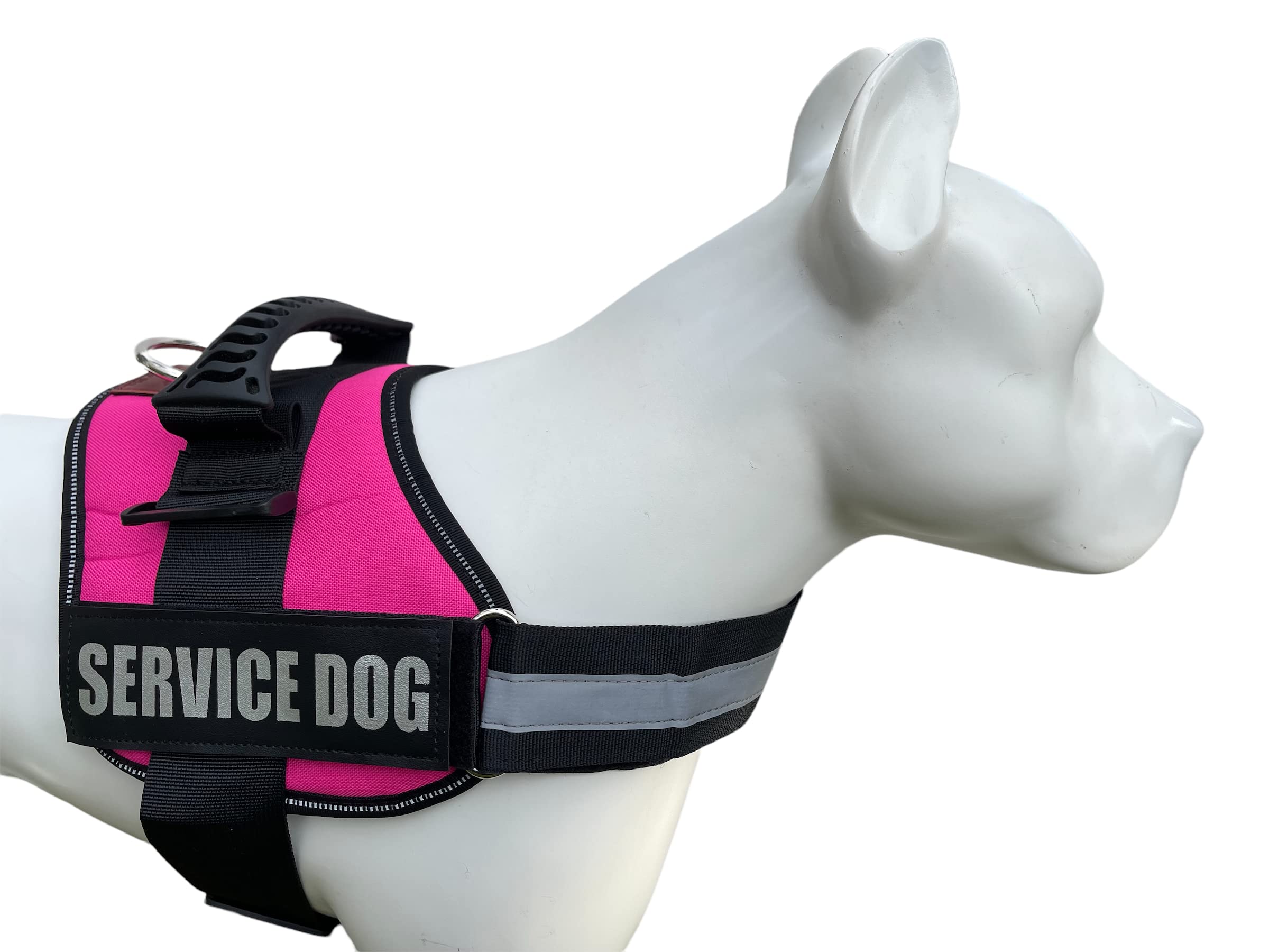 Albcorp Service Dog Vest Harness - Reflective - Woven Polyester & Nylon, Comfy Mesh Padding, Large, Pink