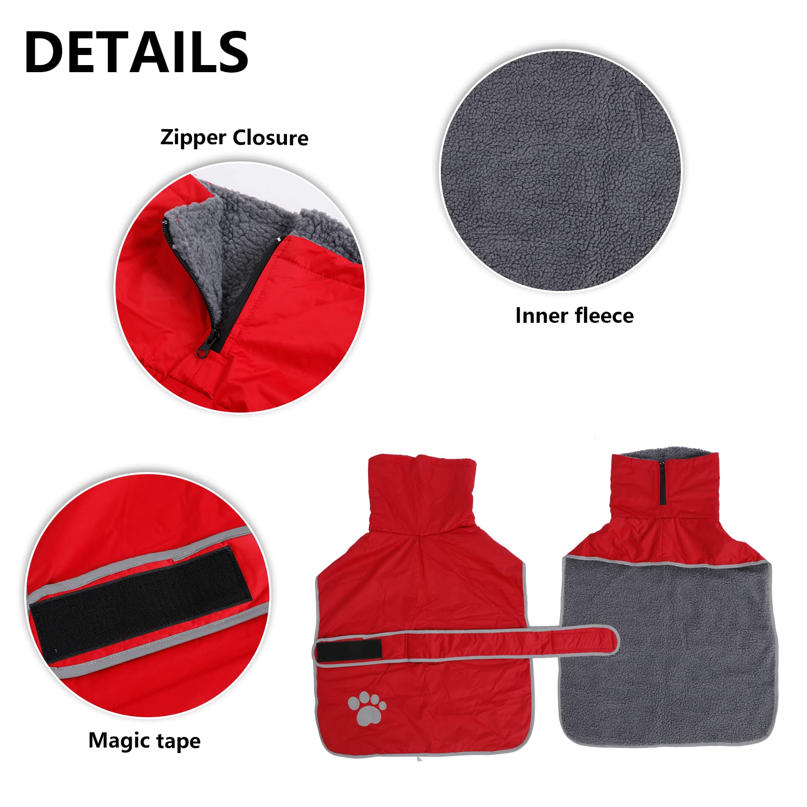 Dog Winter Coat Thermal Quilted Dachshund Coat,With Warm Flannel Lining,Geyecete Waterproof Outdoor Dog Apparel With Adjustable Bands For Small,Medium,Large Dog-Red-M