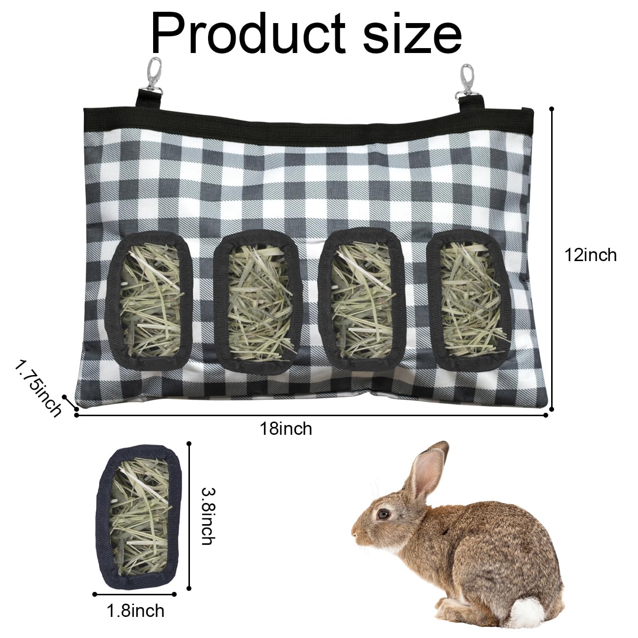 Tsgyrt Rabbit And Guinea Pig Hay Feeder Bag - 18In X11In Small Animal Storage - 600D Oxford Cloth Fabric With 4 Holes - Navy Blu