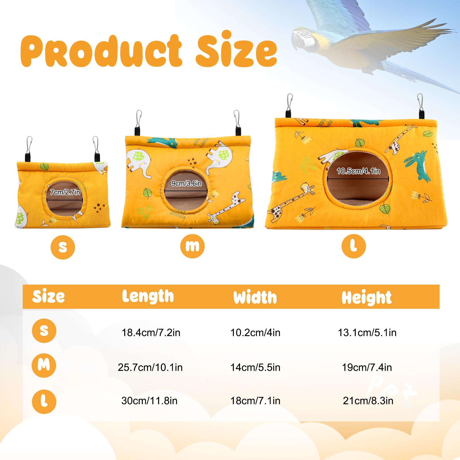 Rypet Winter Warm Bird Nest House - Hanging Hammock Velvet Shed Hut Cage Plush Fluffy Birds Hideaway Sleeping Bed Fuzzy For Afri