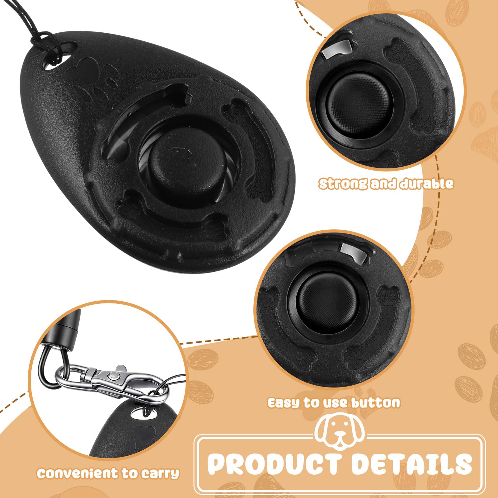 Frienda 18 Pieces Dog Training Clicker, Pet Behavioral Training Clickers With Wrist Strap For Dogs Cats Puppy Birds Horses(Black