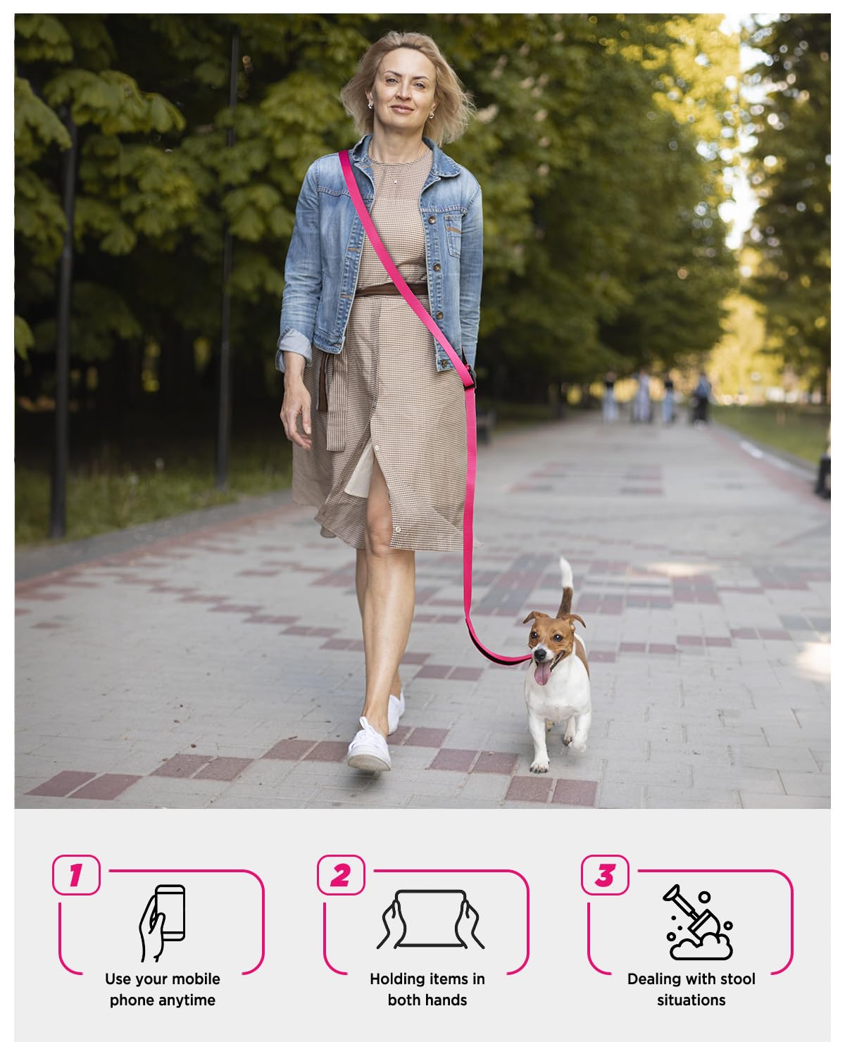 Hands Free Dog Leash, 8.2ft Multifunctional Crossbody Rope with Explosion-Proof Handle and Adjustable Training Hands Free Leash