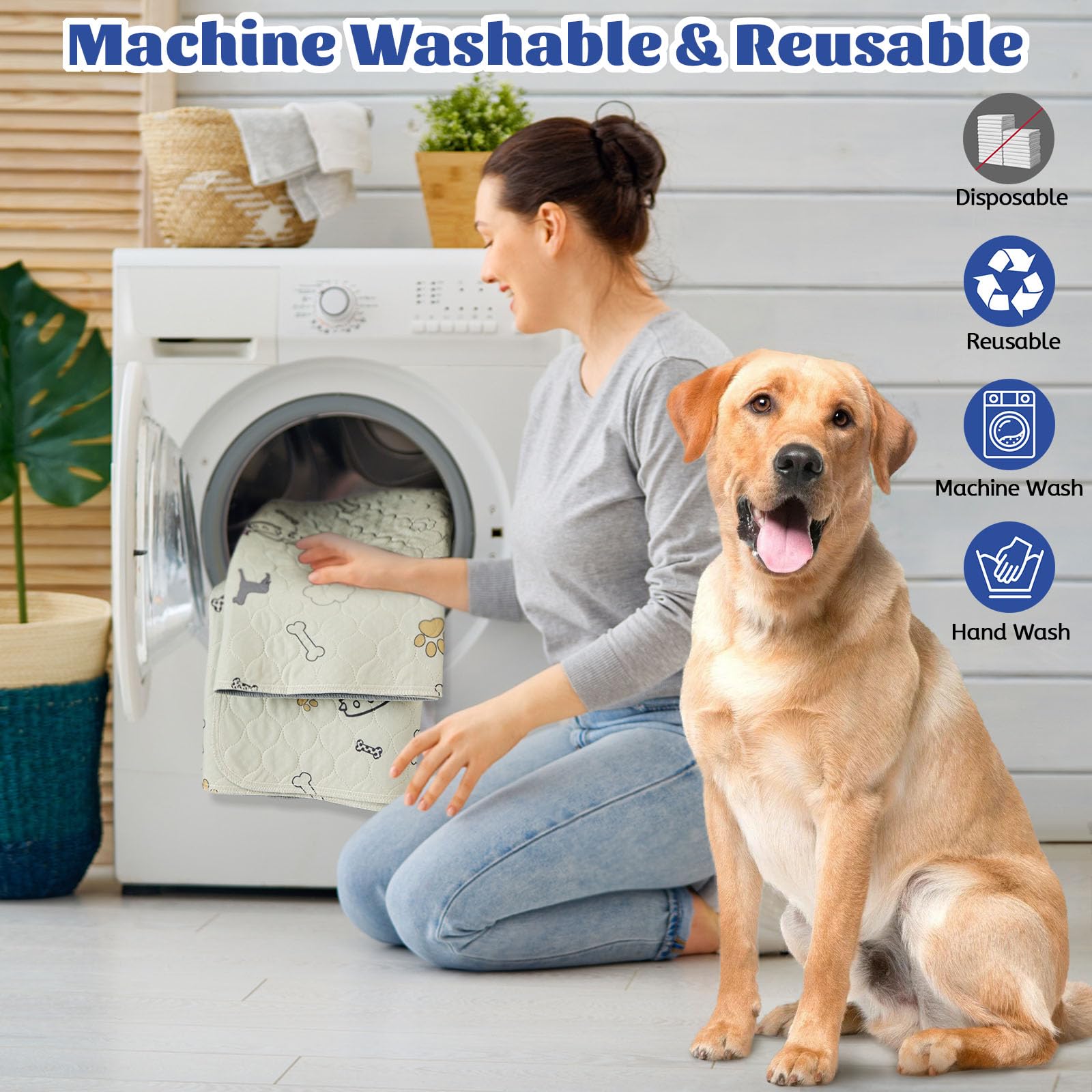 Baodan Washable Pee Pads For Dogs Waterproof, 2 Pack 36X72 Reusable Puppy Pads Super Absorbent, Non-Slip Dog Pee Pads For Dog Pl