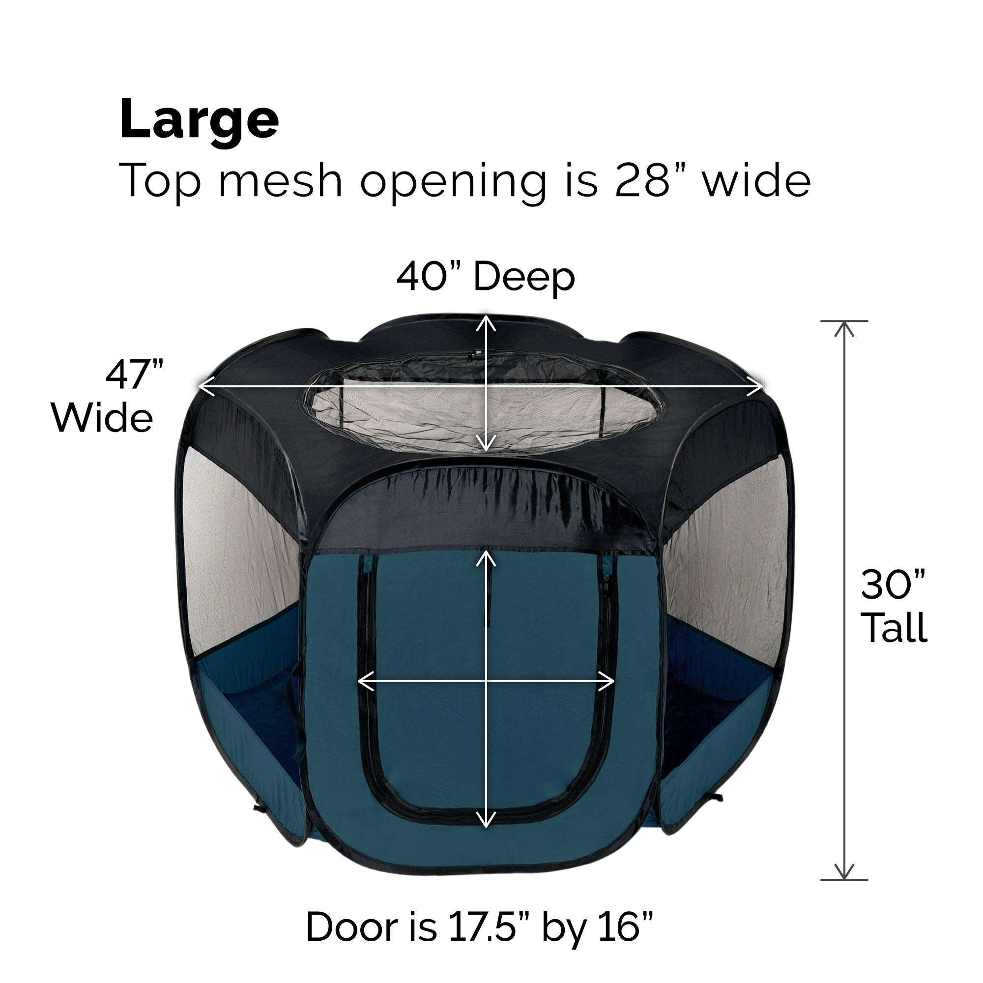 Furhaven Portable Dog Playpen Cat Tent, Pet Playground/Kennel Foldable Indoor Outdoor Zippered Puppy Crate - Sailor Blue, Large