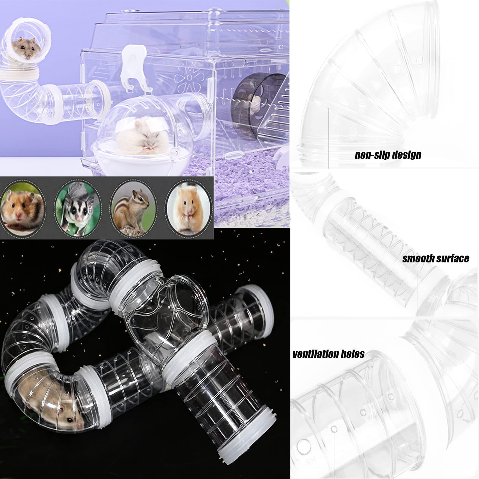 Tfwadmx Hamster Tube Toy Diy Assorted Small Guinea Pig Cage Toys Pipe Tunnel Pipes Excercise For Rat Mouse Dwarf Hamster And Other Small Animals-White