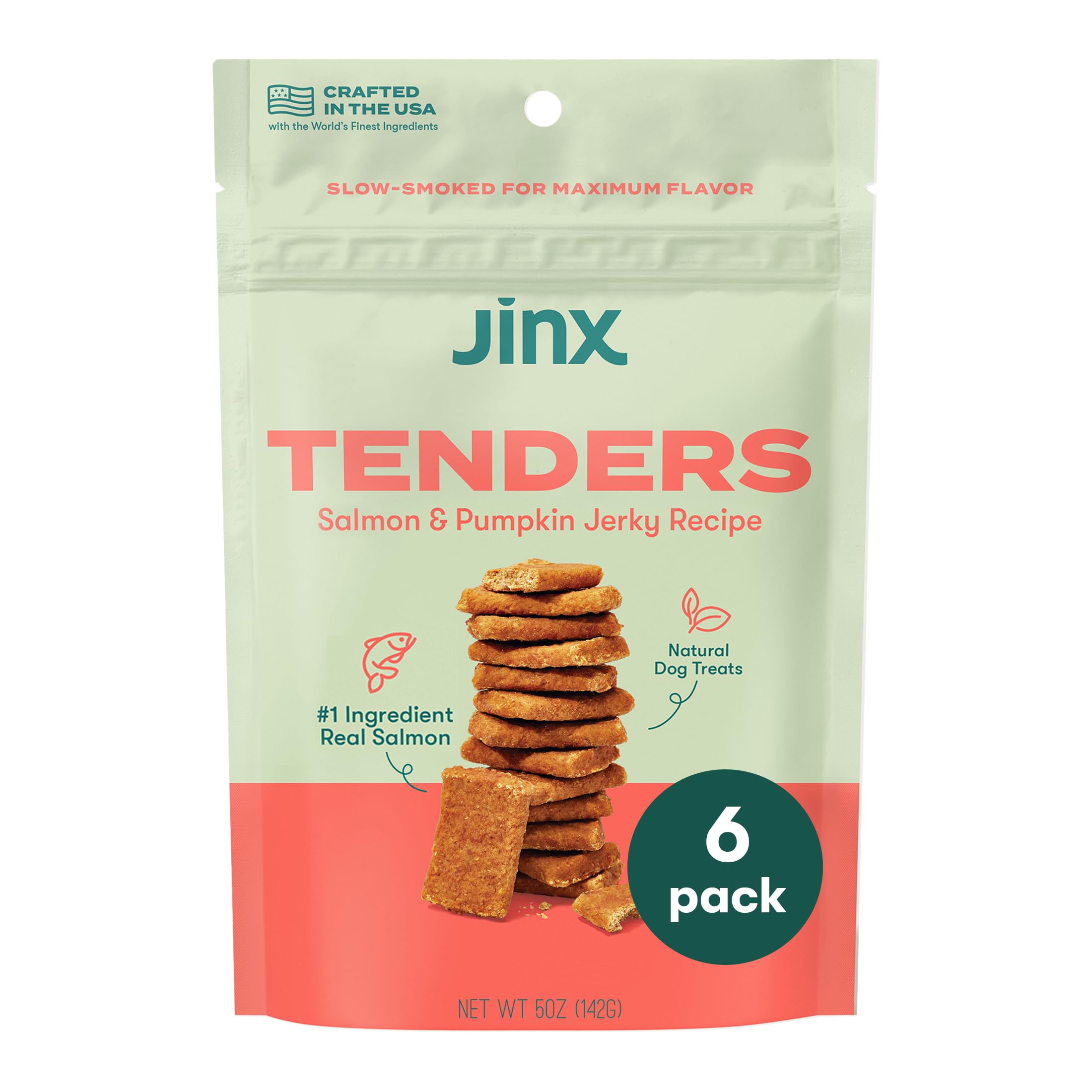 Jinx Salmon Tenders Jerky Dog Treats - Soft & Chewy, All Natural Dog Jerky Treats with High-Protein Salmon - Pet Products for Al