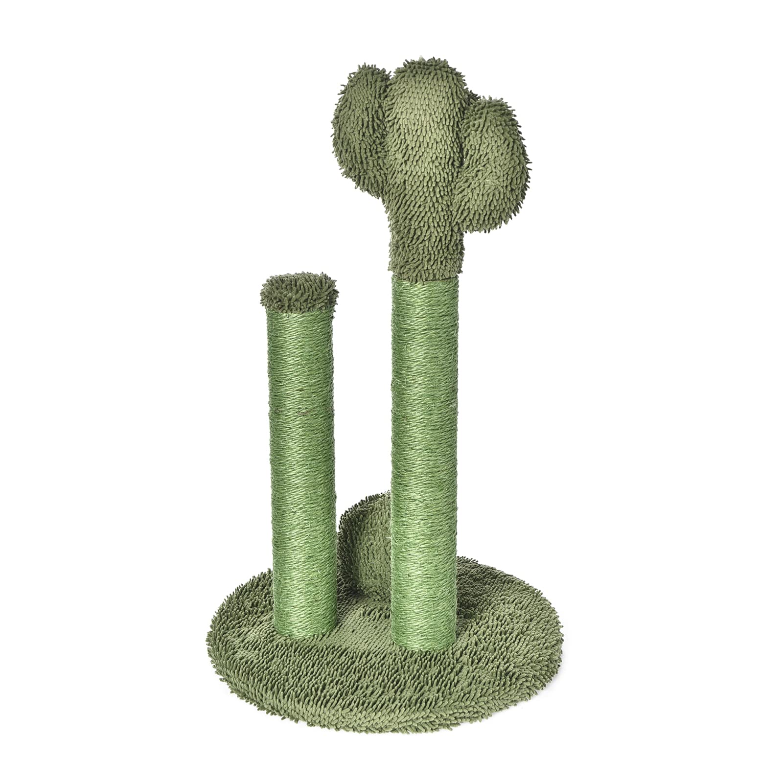 Amazon Basics Cat Scratcher - Indoor Cactus Triple Posts Cat & Kittens Scratching Post With Dangling Ball, Small (22.4''H) - Gre