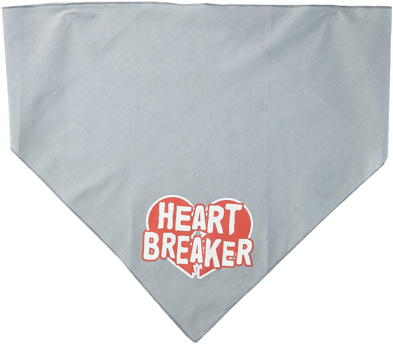 Pet and Dog Bandana Screen Printed, &quot;Heart Breaker&quot; Grey Large