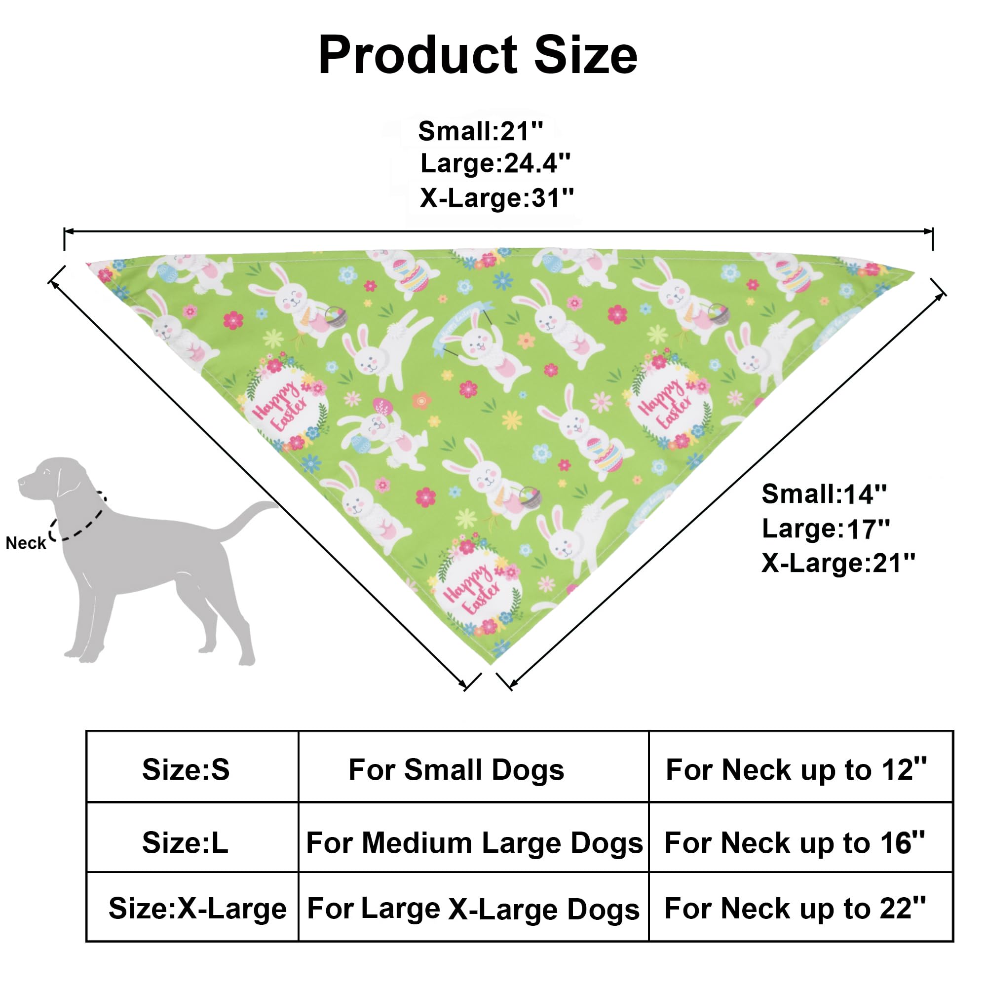 ADOGGYGO 4 Pack Easter Dog Bandana Triangle Dog Scarf Rabbit Easter Egg Pattern Pet Bandana for Medium Large Dogs Pets (Large)