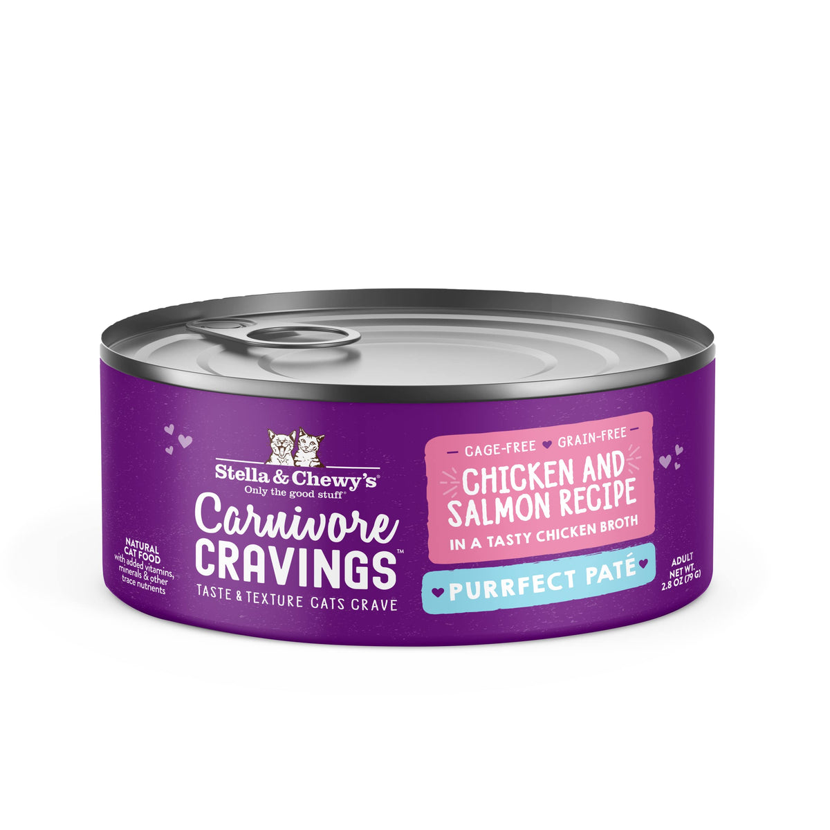 Stella & Chewy’S Carnivore Cravings Purrfect Pate Cans - Grain Free, Protein Rich Wet Cat Food - Chicken & Salmon Recipe - (2.8 Ounce Cans, Case Of 24)