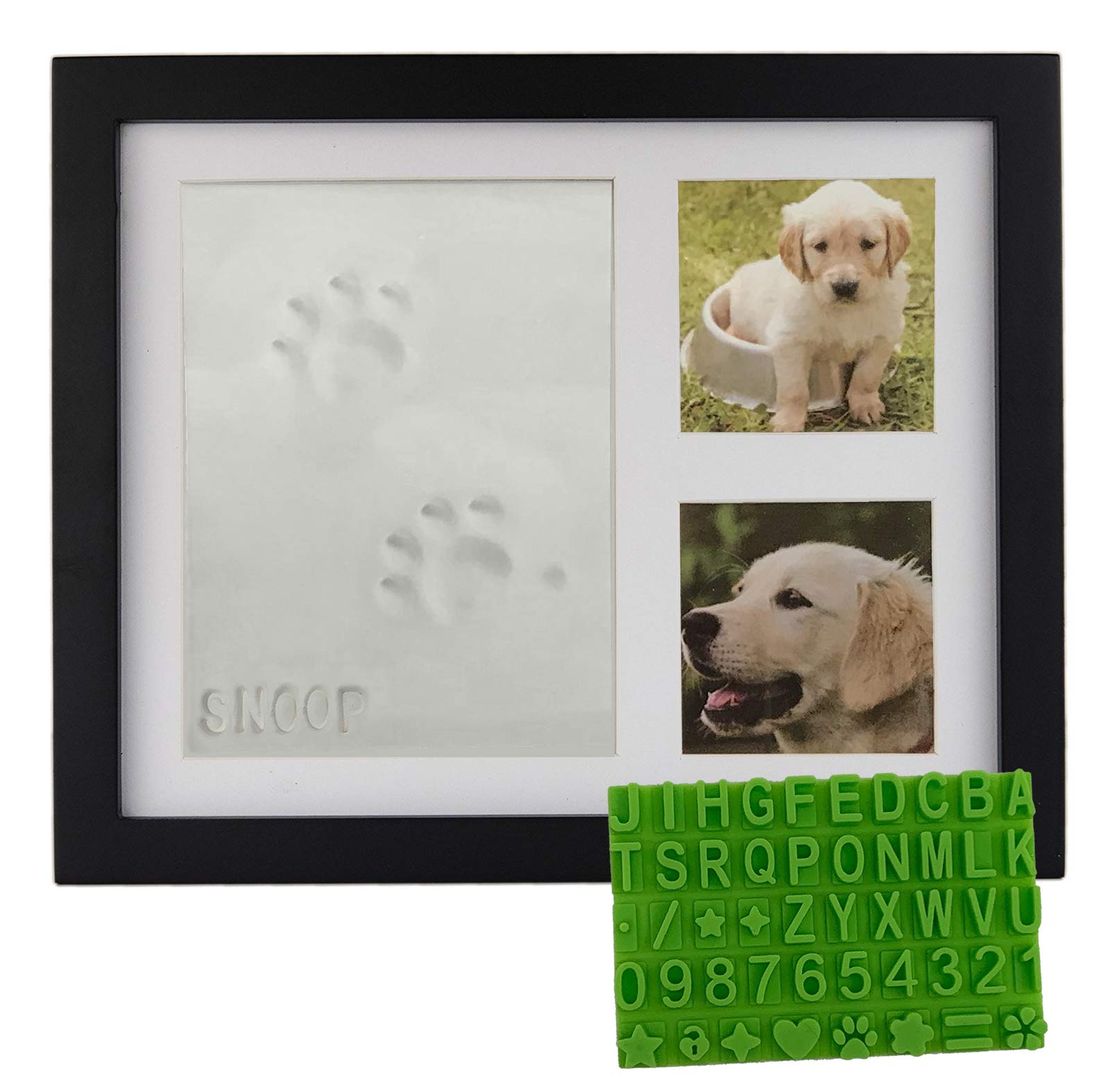 Ultimate Dog Or Cat Pet Pawprint Keepsake Kit & Wood Picture Frame - Personalized Gift For Pet Lovers And Memorials (Black)