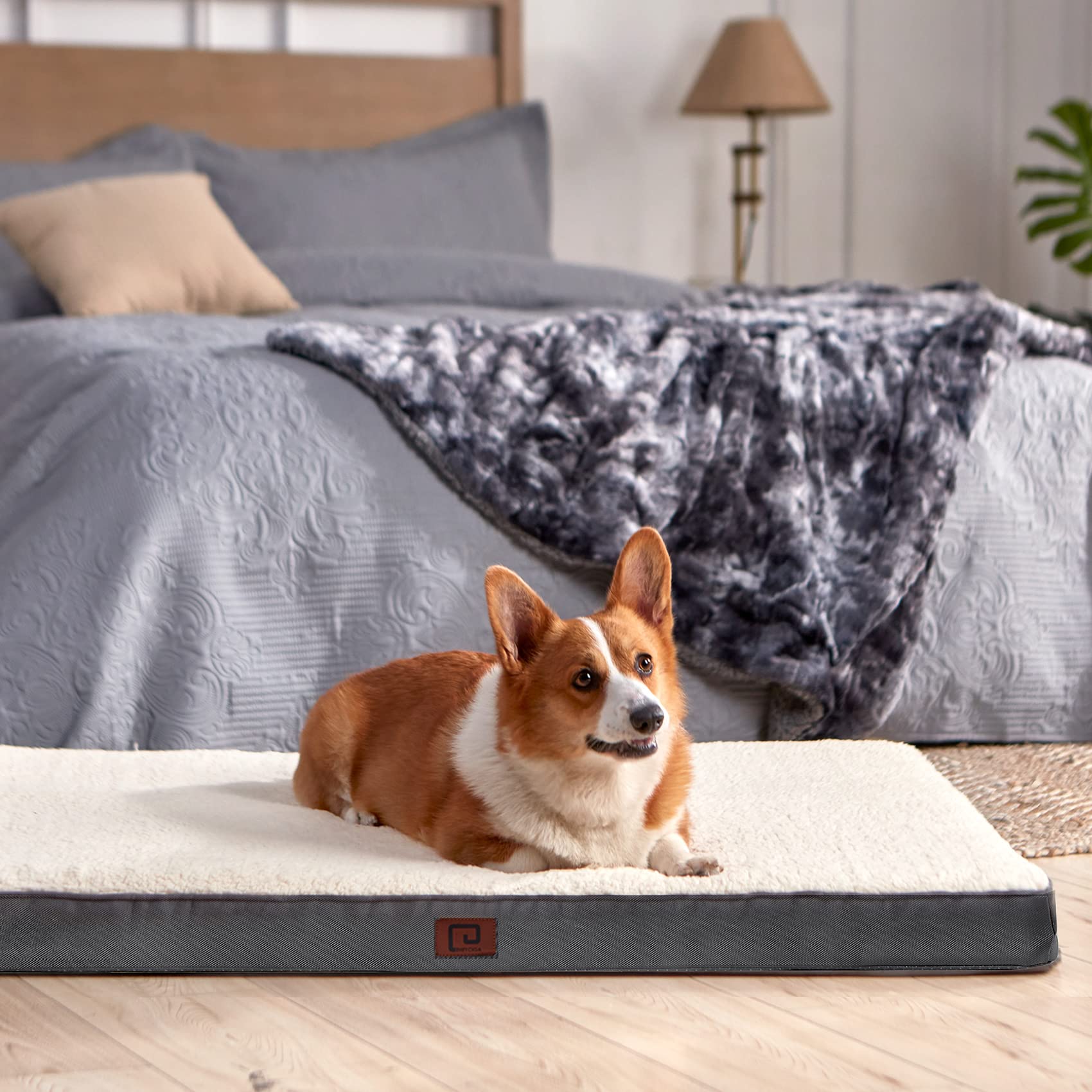 Eheyciga Orthopedic Medium Dog Beds For Small Dogs With Removable Washable Cover For Crate, Spa Blue, 30X20