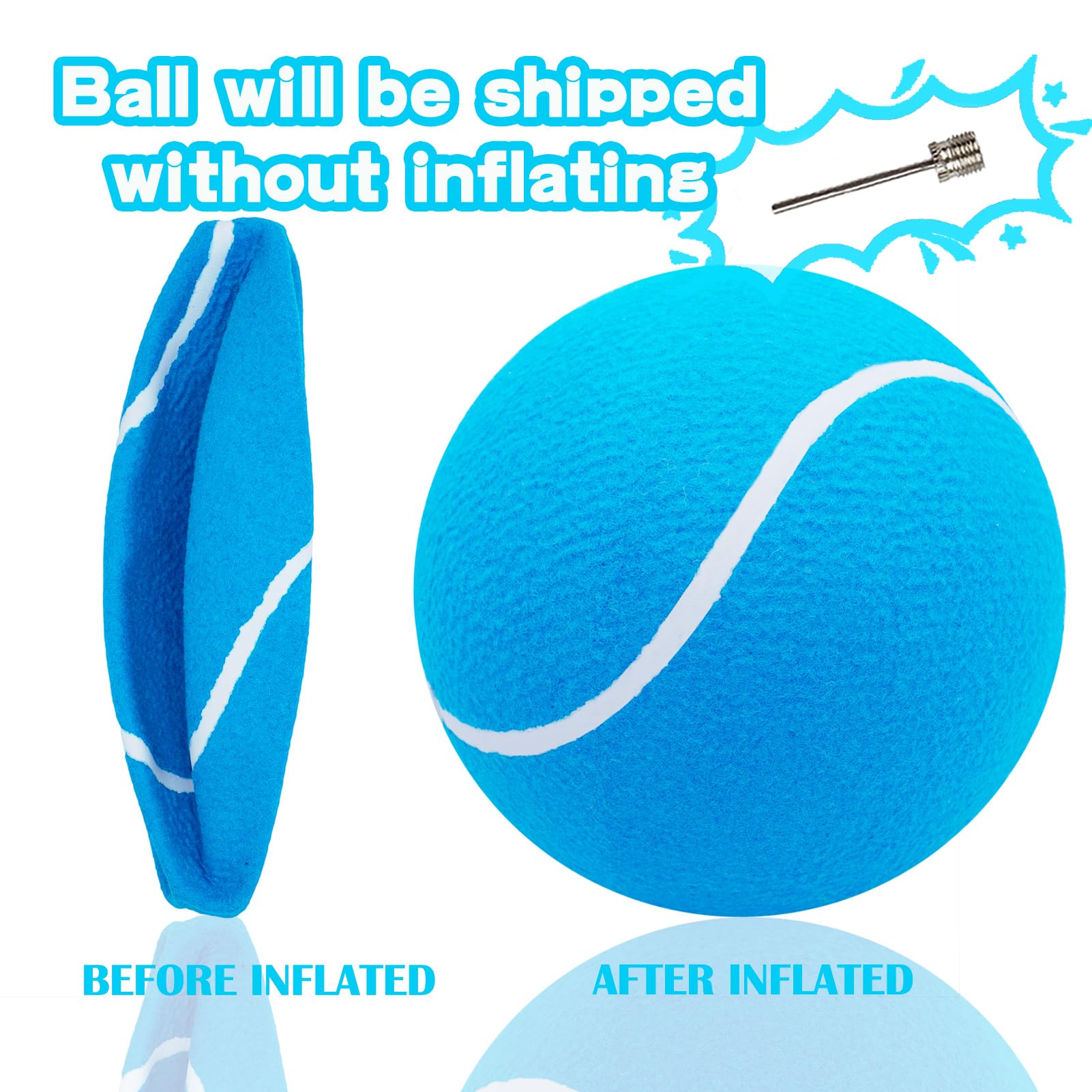 Large Dog Tennis Ball,9.5'' Giant Doy Sport Ball Toy,Pet Birthday Gifts Interactive Dog Toys For Small Medium Large Dog (Sky Blu