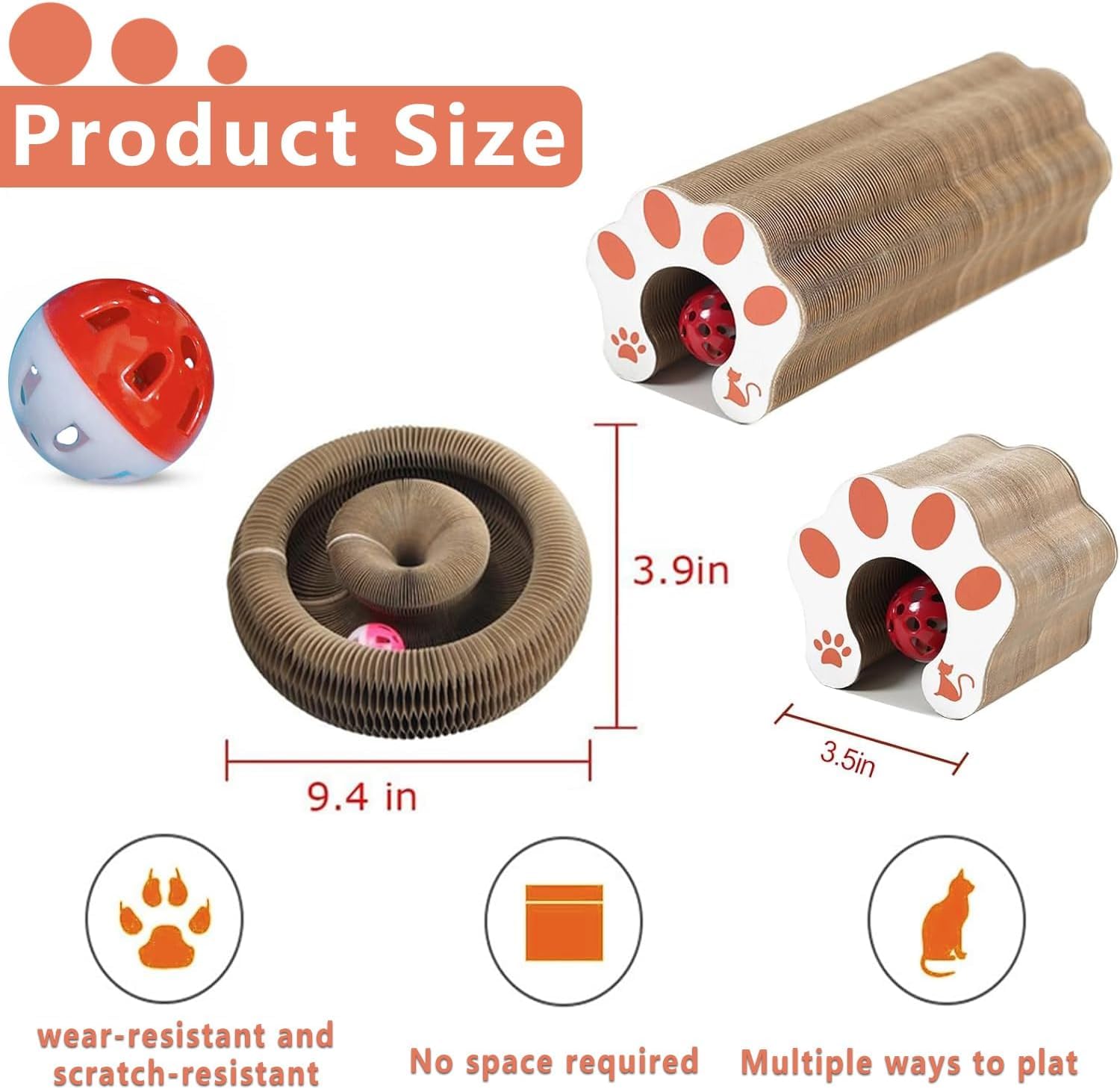 Kitty Curlz, Kitty Curlz Cat Toy - Magic Organ Cat Scratching Board, Snufflepaw Accordion For Cats, Interactive Scratch Pad, Fol