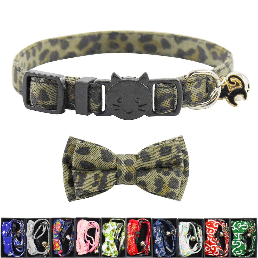 Bowtie Cat Collars Breakaway With Bell, Adjustable Cute Kitty Collars Safety Buckle Kitten Collar For Cat Puppy 7.5-11In (17)