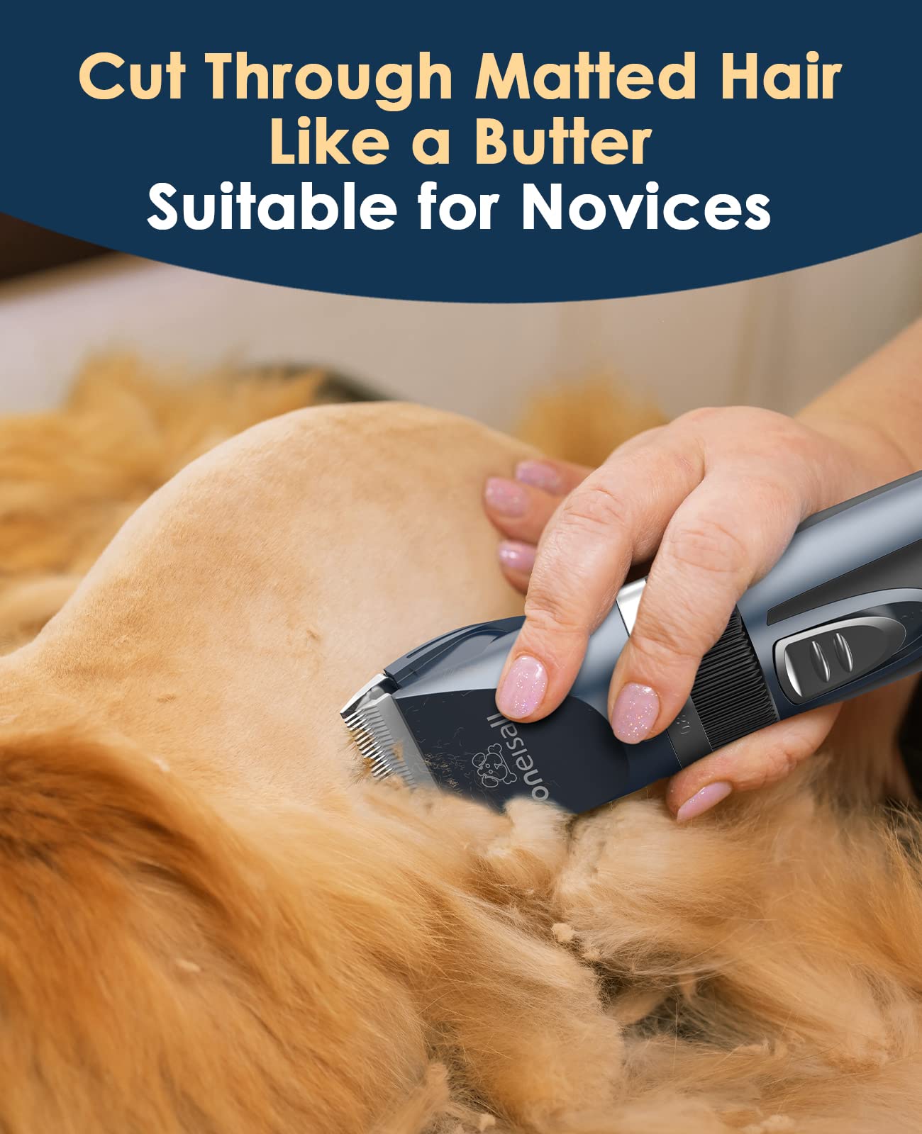 oneisall Cat Clippers, Quiet Cordless Grooming Kit, 2 Speed, Stainless Steel, 12 Piece Set, Blue, Model X2