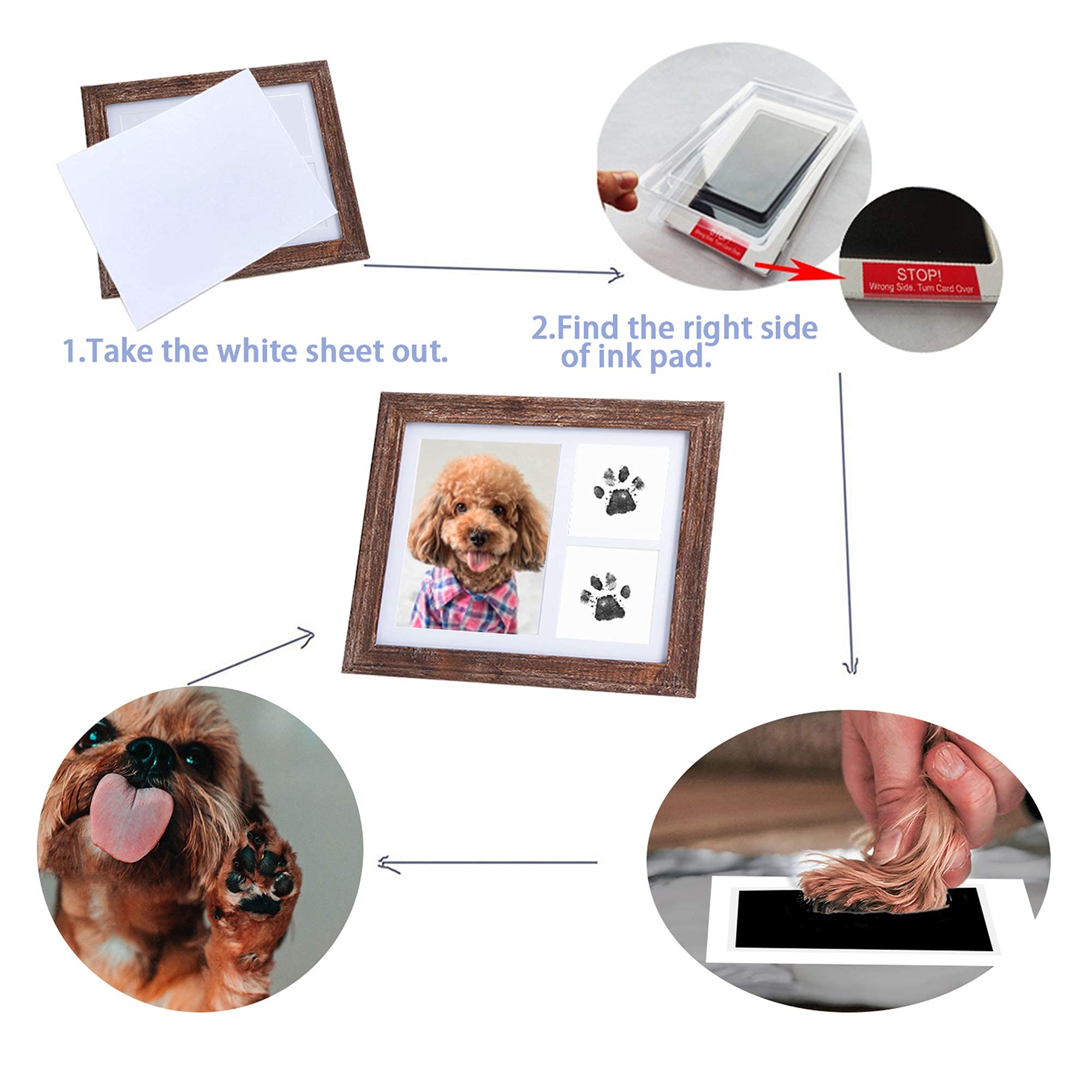 Kcrasan Paw Print Kit Dog Frame - Pet Memorial Picture Frame With Pawprints - Dog Or Cat Paw Print Kit, Pet Keepsake Picture Frame For Pet Love Dog Memorial Gifts For Paw Print Frame, Sympathy Gift