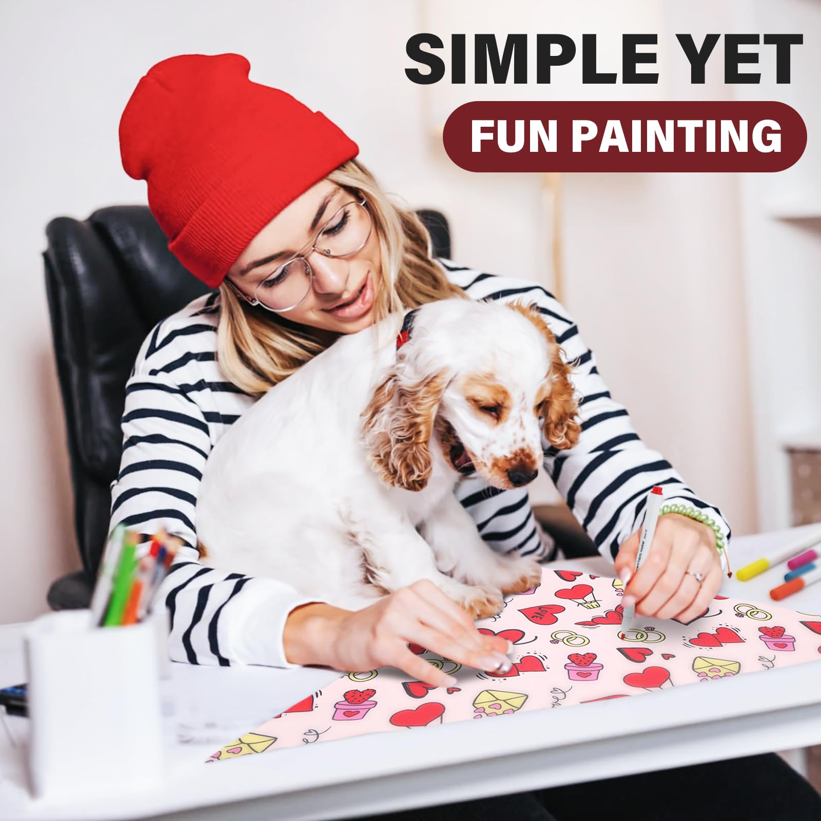Supet Diy Love Dog Bandana Scarf With Permanent Marker, Washable, Unisex Pet Accessory Dogs, Romantic Puppy Gifts For Engagement