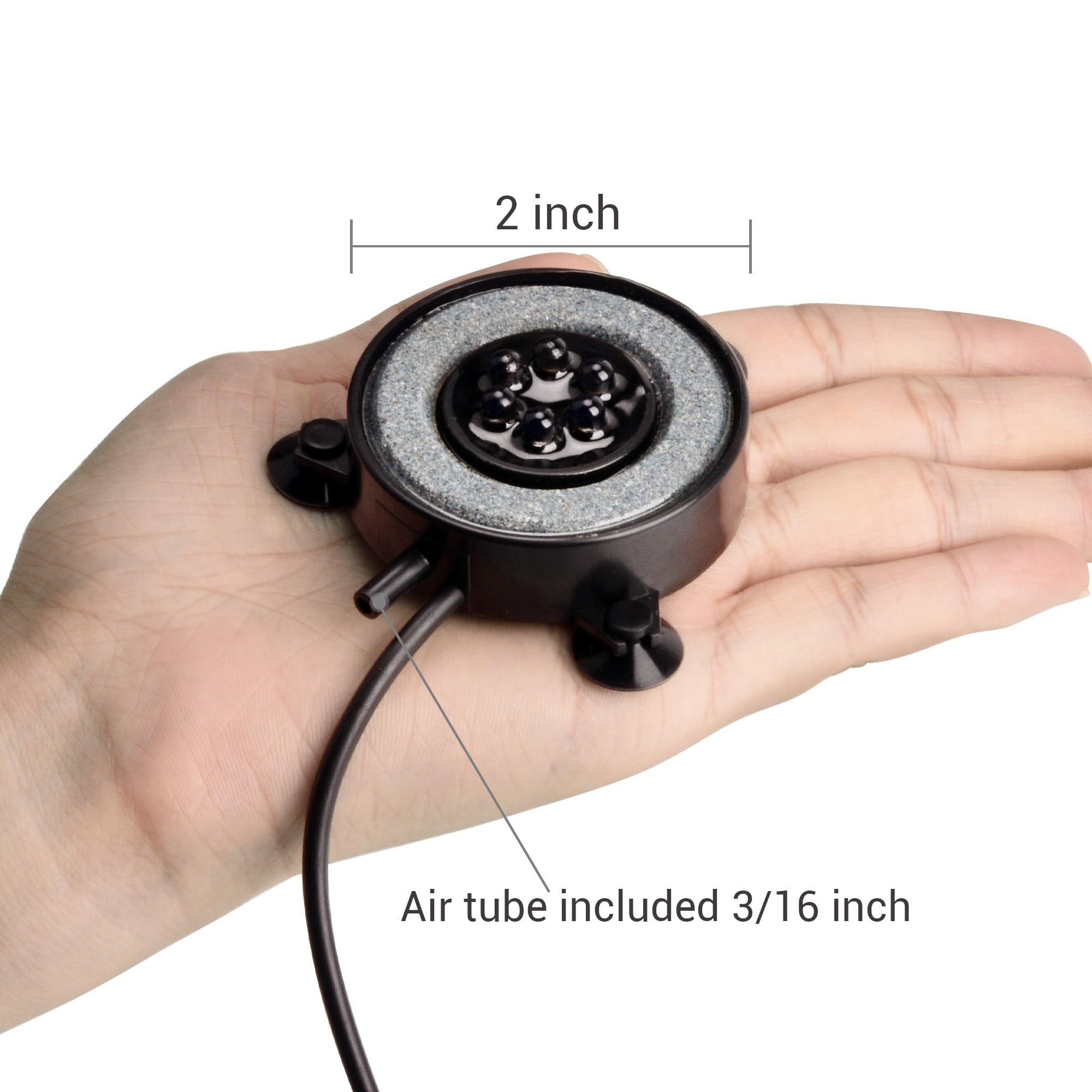 Nicrew Multi-Colored Led Aquarium Bubbling Stone Disk, Round Fish Tank Bubbler With Auto Color Changing Leds