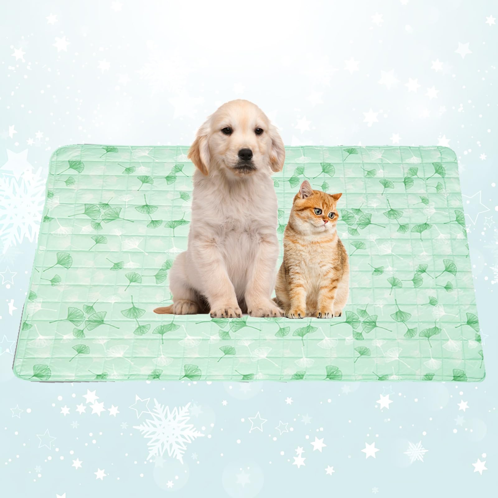 BAMY Cat Cooling Blanket Summer Dog Silk Quilt Pet Mat Cushion Washable Kitten Ice Pad for Bed Couch Sofa, Soft Liquid Pee Proof