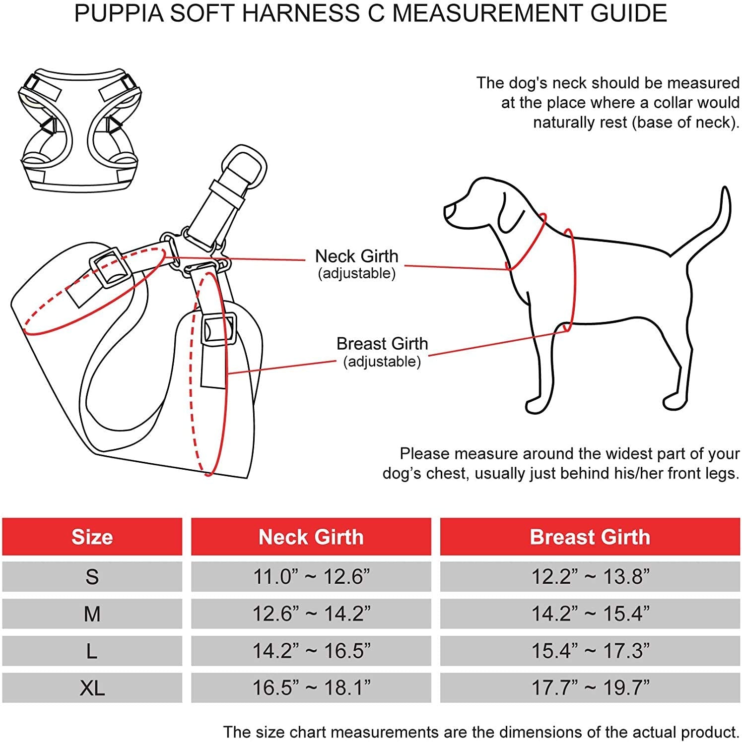 Puppia Para-Hc1533-Rd-Xl Red Soft Harness C Pet-Vest-Harnesses, X-Large