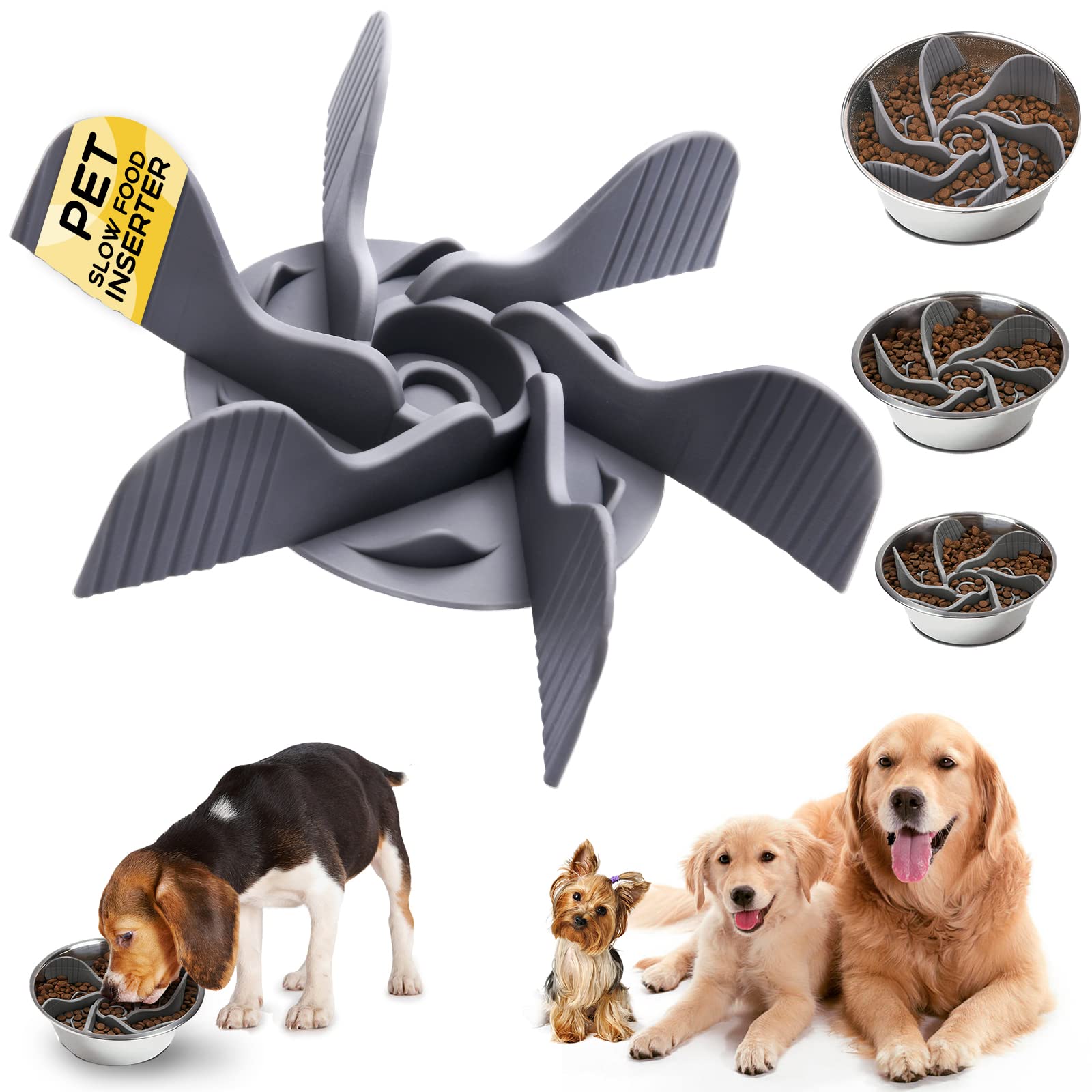 1 Pcs Dog Bowl Slow Feeder Insert, Cuttable Slow Feeder Dog Bowl Insert with Strong Suction Cups, Cat Dog Feeding Supplies, Slow