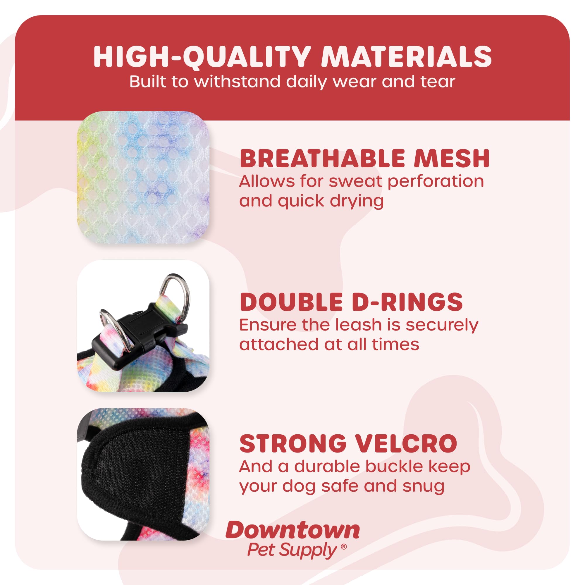 Downtown Pet Supply Step In Dog Harness For Small Dogs No Pull, Small, Tie Dye Traditional - Adjustable Harness With Padded Mesh