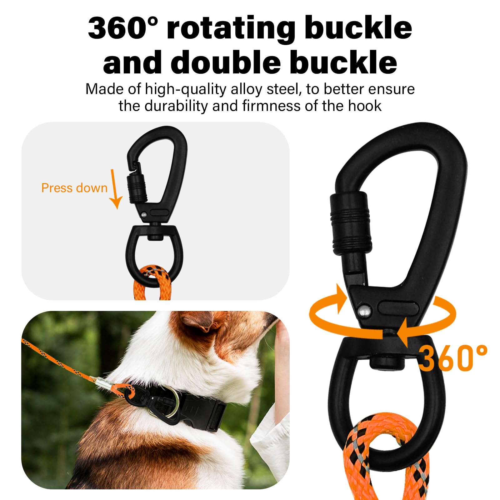 Zhoma 4Ft Metal Steel Dog Leashes With Comfortable Handle, Chew Proof Steel Cable Lead For Control Large Or Medium Dogs Walk And