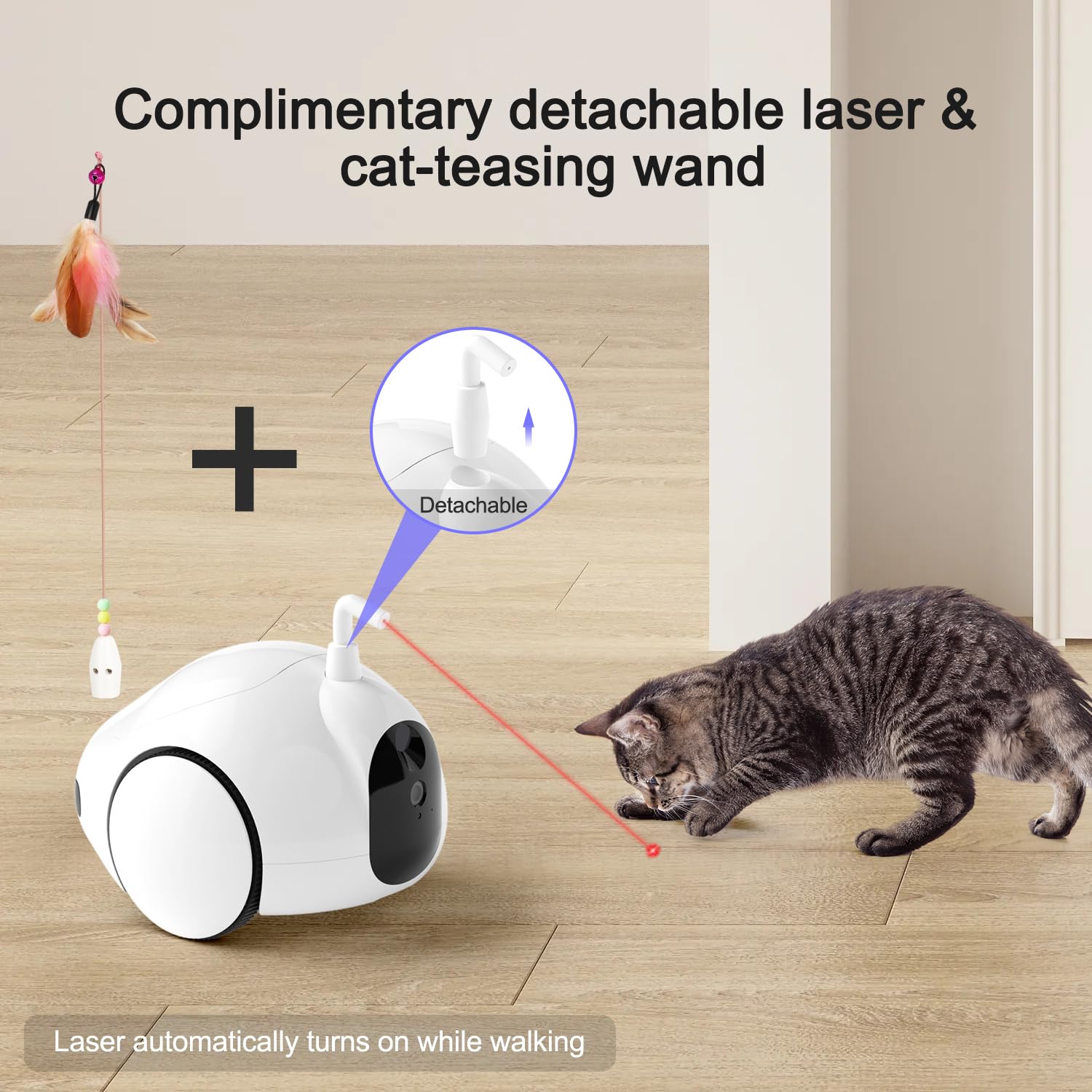 Pumpkii Pet Camera Treat Dispenser, Moving Pet Robot With Phone App, Cat Camera With Interactive Pointer Toy, Night Vision, Two-