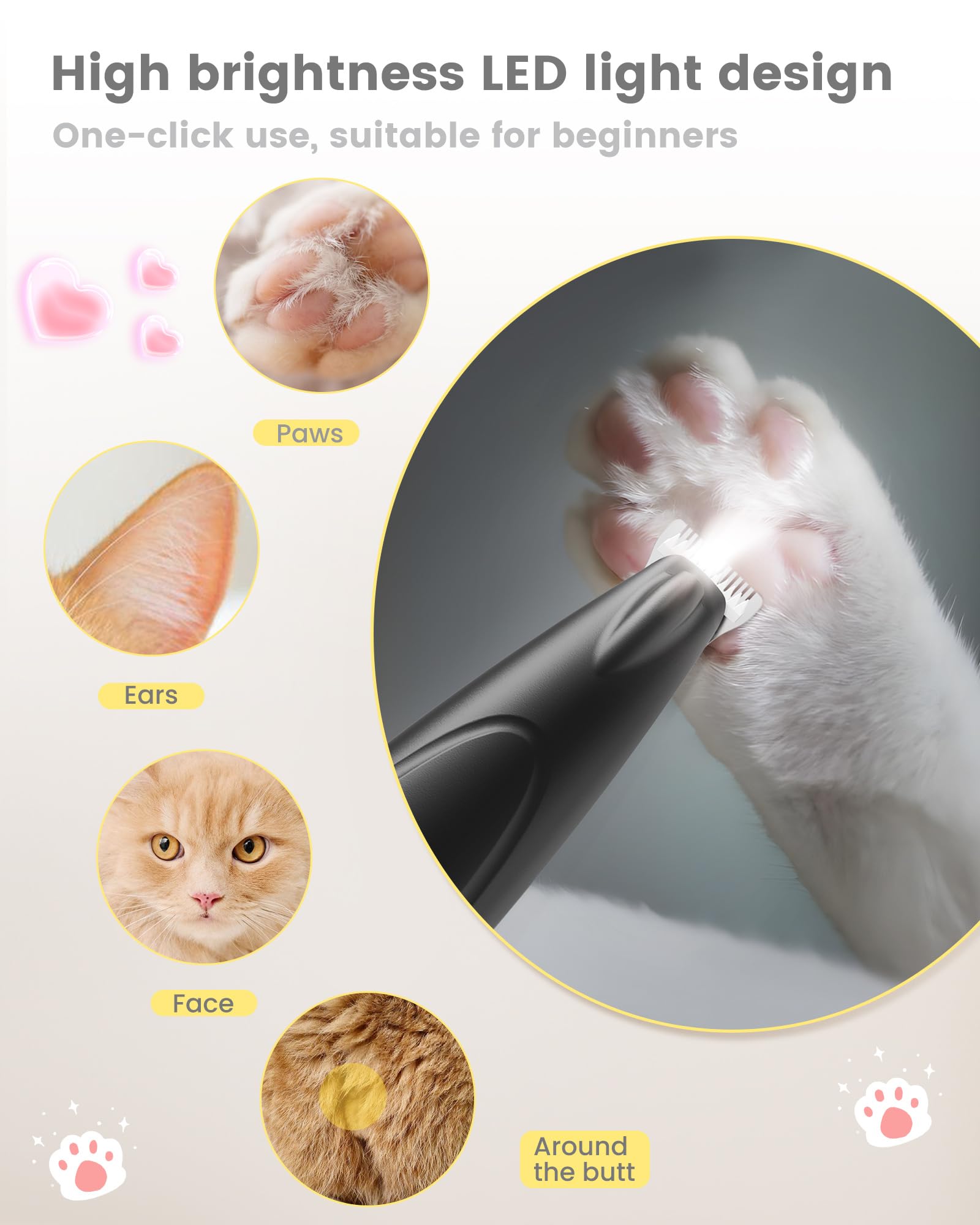 Papmini Dog Grooming Kit With Led Display,35Db Ultra-Low Noise Dog Clippers For Grooming, Black